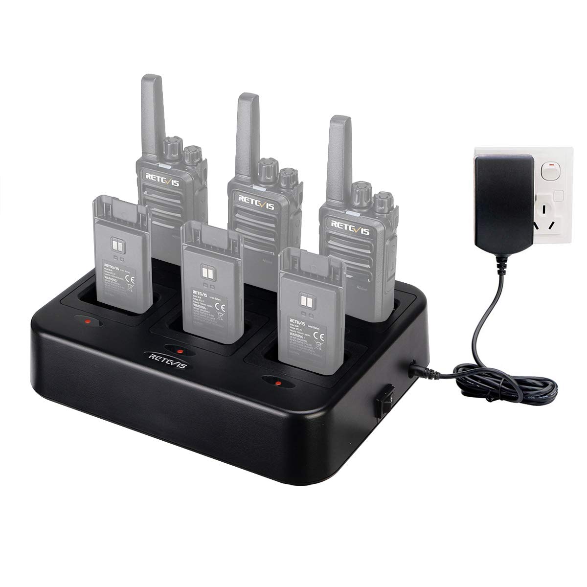 Retevis RT668 Walkie Talkie 6-Port Multi-Unit Charger - Fast Charging Station for RT668 Two-Way Radios | Improve Battery Life & Work Efficiency | Ideal for Construction Sites, Warehouses & Outdoor Adventures (1 Pack)