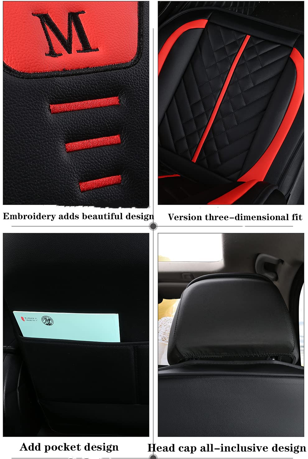 Premium Cartoon Cat PU Leather Car Seat Covers - Universal Fit for Sedan & SUV (5-Seat Full Set) - Waterproof & Anti-Slip Front/Rear Seat Protectors (Black-Pink) - Perfect for Pet Lovers, Family Road Trips & Daily Commute
