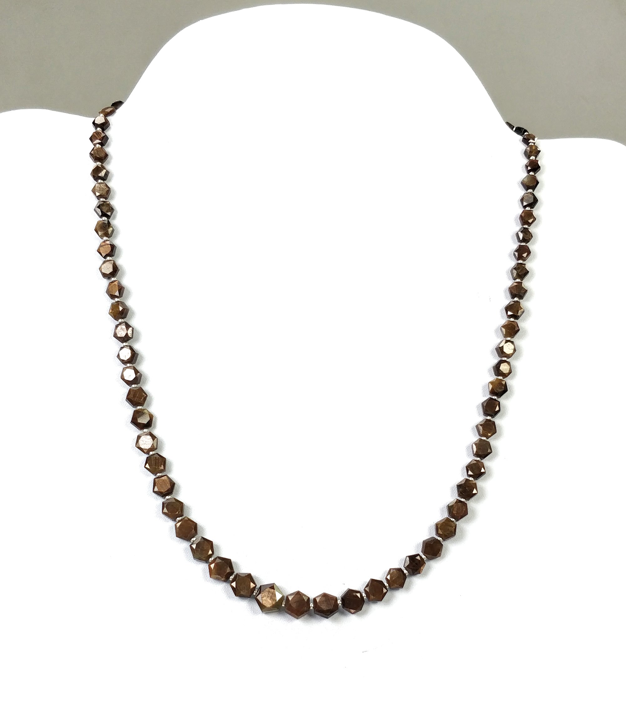 Golden Brown Chocolate Sapphire Gemstone Necklace - 23.30gms Natural Hexagon Faceted Sapphire Pendant (4.5mm-9mm) | Elegant Jewelry for Weddings, Parties & Special Occasions