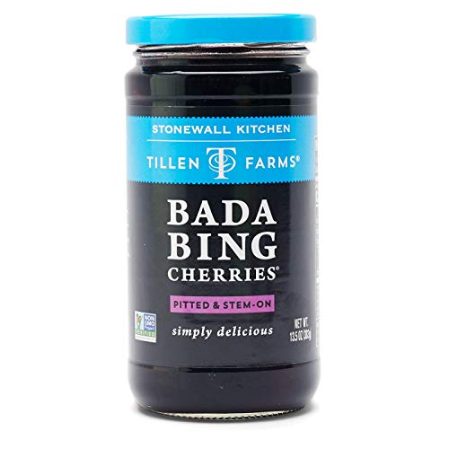 Tillen Farms Bada Bing Cherries, 13.5 oz (Pack of 4) - Sweet Dark Red Cocktail Cherries for Desserts, Drinks & Garnishing - Perfect for Cocktails, Ice Cream, Baking & Gift Baskets