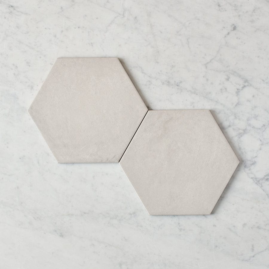 Premium White Encaustic Look Hexagon Tile for Bathroom Floor & Kitchen Backsplash - Non-Slip Ceramic Mosaic Tile - Coastal Beach Style Home Decor