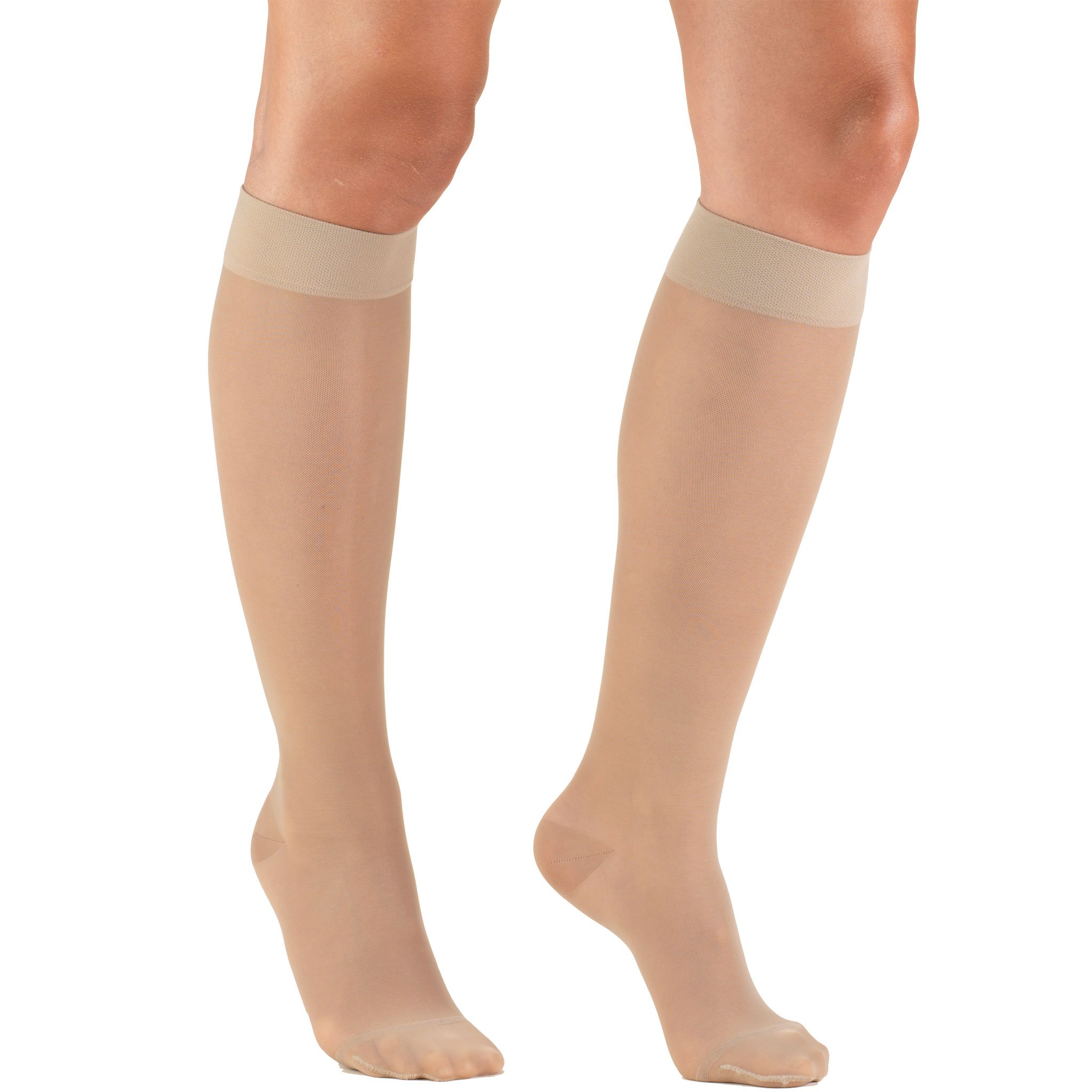 Truform Sheer Compression Stockings 15-20 mmHg - Women's Knee High Support Socks 20 Denier Nude Medium - Improve Circulation for Travel, Pregnancy & Varicose Veins Relief