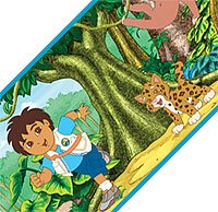 Go Diego Go Self-Adhesive Wallpaper Border - Kids Room Decor, Nursery, Playroom, Classroom Decoration