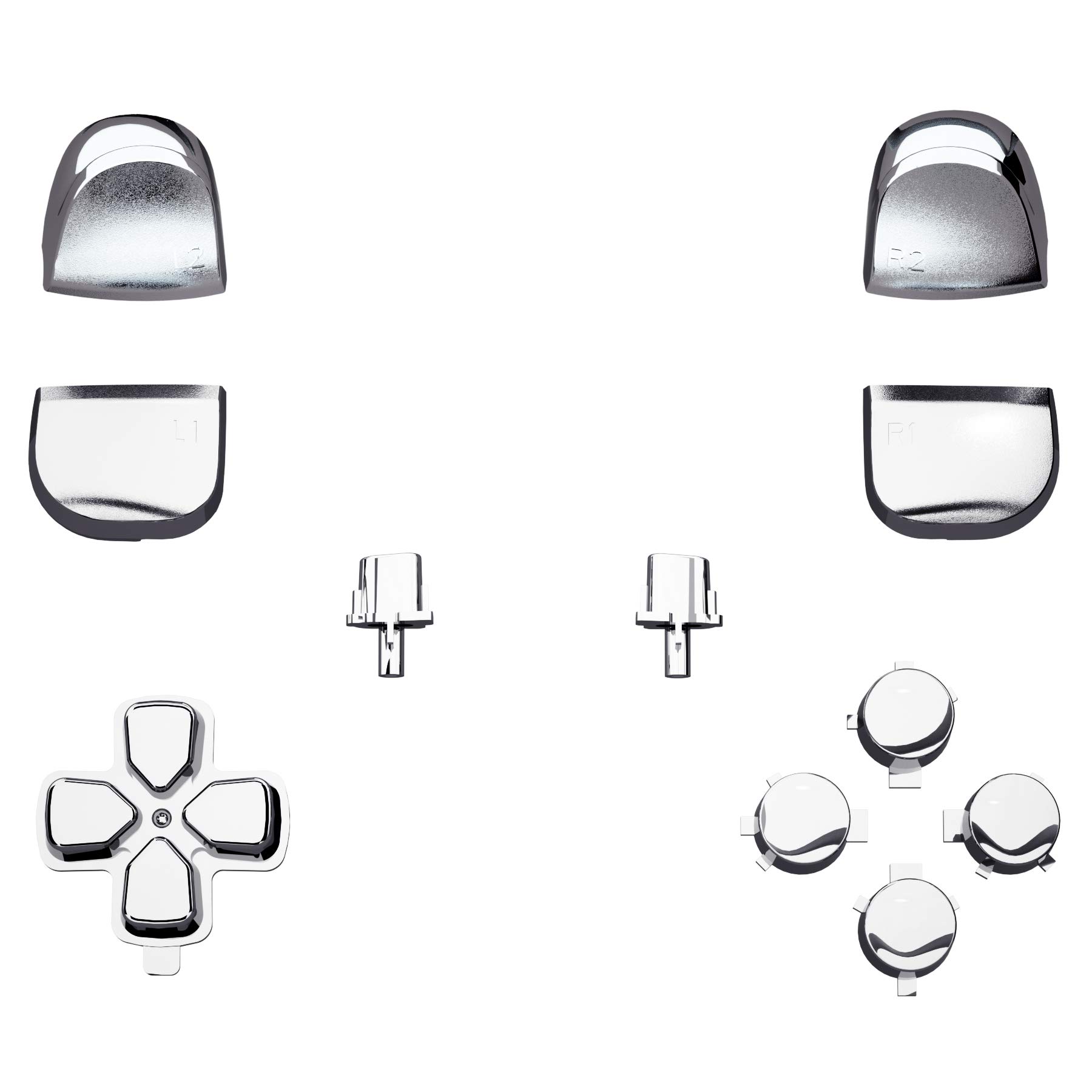 eXtremeRate PS5 Controller Buttons Replacement Set for BDM-010/020 Models - Glossy D-Pad, Action Buttons, L1 R1 L2 R2 Triggers, Bumpers & Share Button in Chrome Silver | Premium Gaming Accessories for Enhanced PS5 Controller Performance
