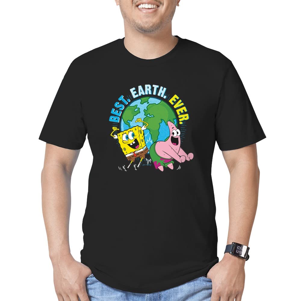 SpongeBob SquarePants Best Men's Semi-Fit T-Shirt - Funny Cartoon Graphic Tee for Casual Wear & Gift Giving