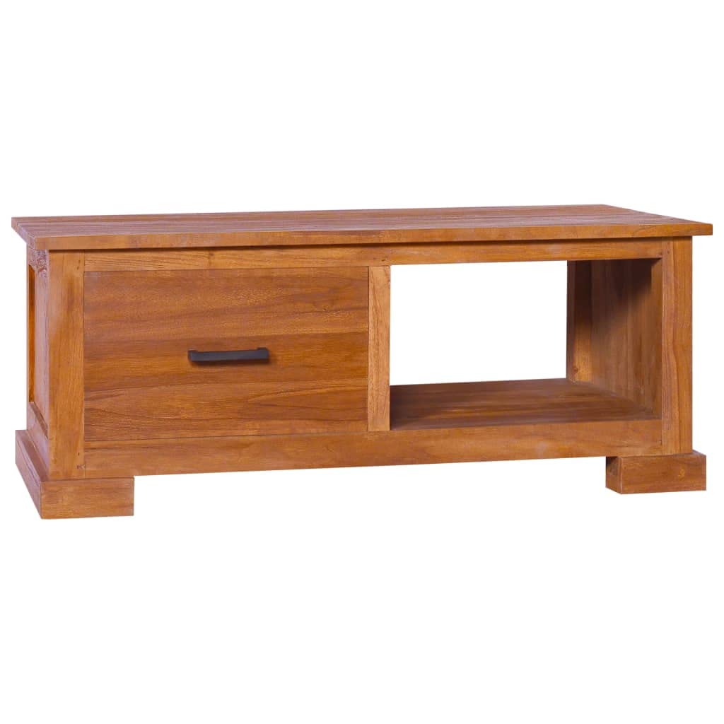 Modern Solid Teak Wood TV Stand with Storage - 35.4