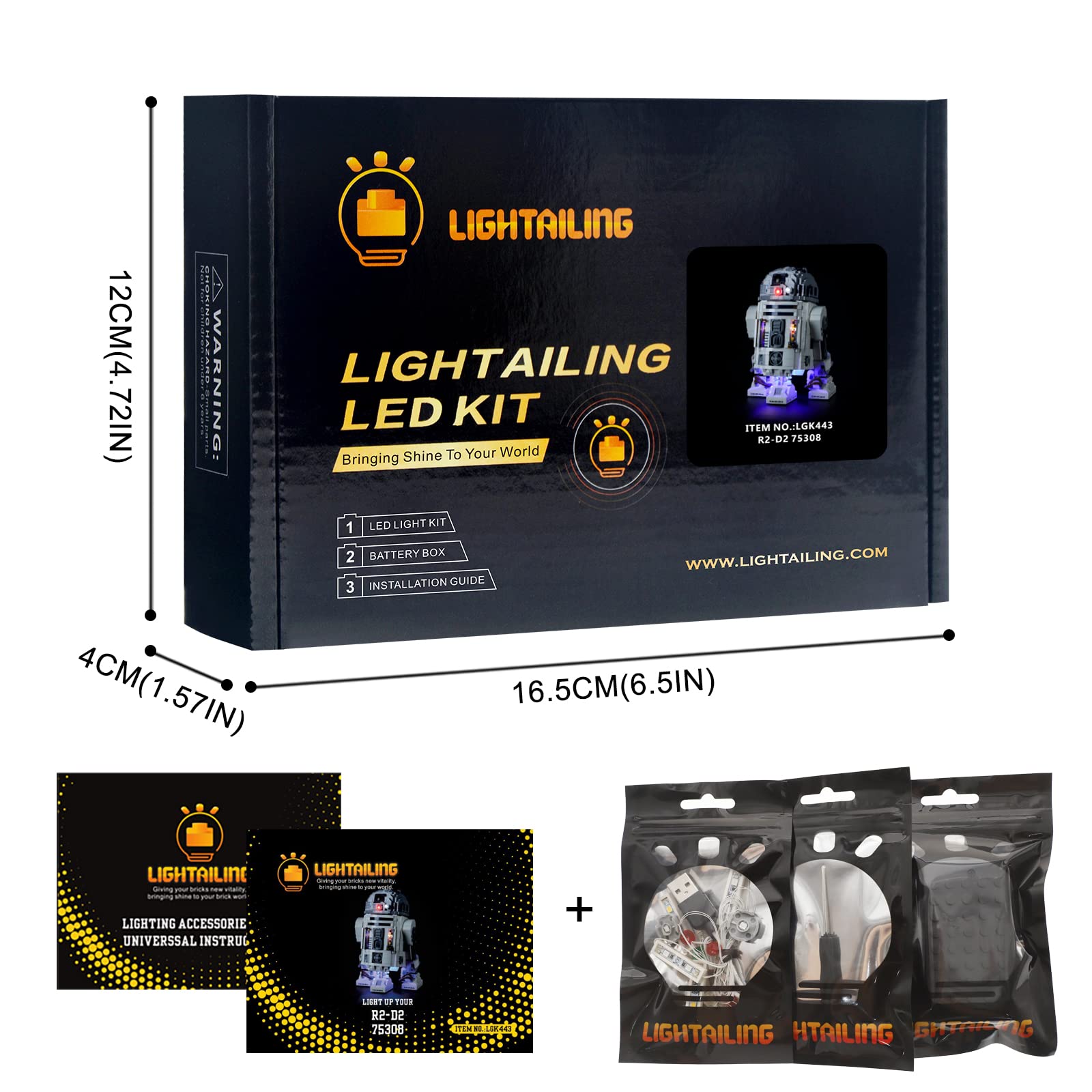 LIGHTAILING LED Light Kit for Lego 75308 R2-D2™ Building Blocks Model - Compatible with Star Wars R2-D2 Droid - DIY Lighting Set for Display & Night Scene Decoration