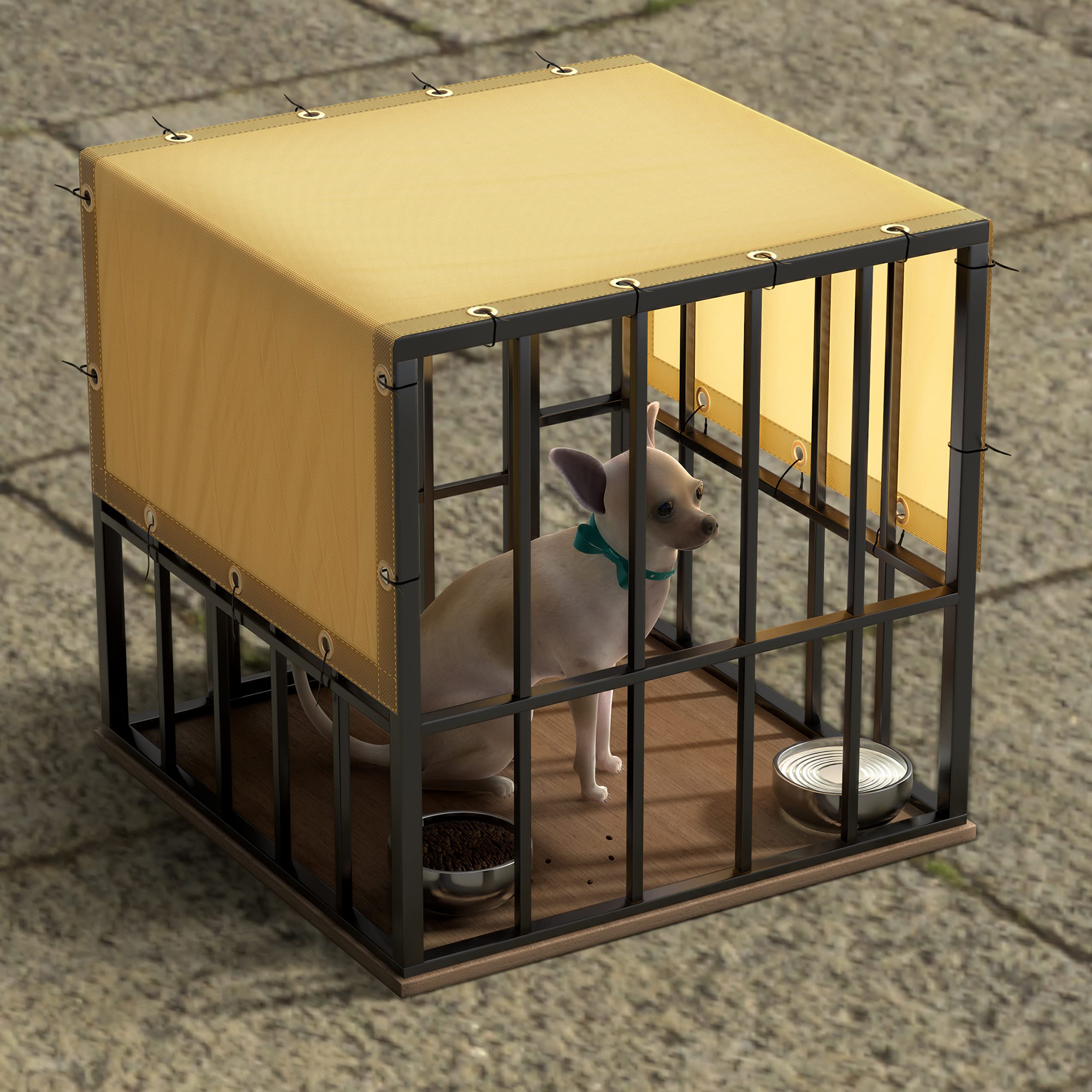ColourTree 2' x 6' Beige Custom Size Waterproof Shade Cloth with Grommets - 90% UV Blocking, Durable Mesh Fabric Tarp for Dog Kennel Cover, Fence Privacy Screen, Greenhouse, Chicken Coop & Pet Playpen - Perfect for Outdoor Shade, Garden Protection and Backyard Privacy