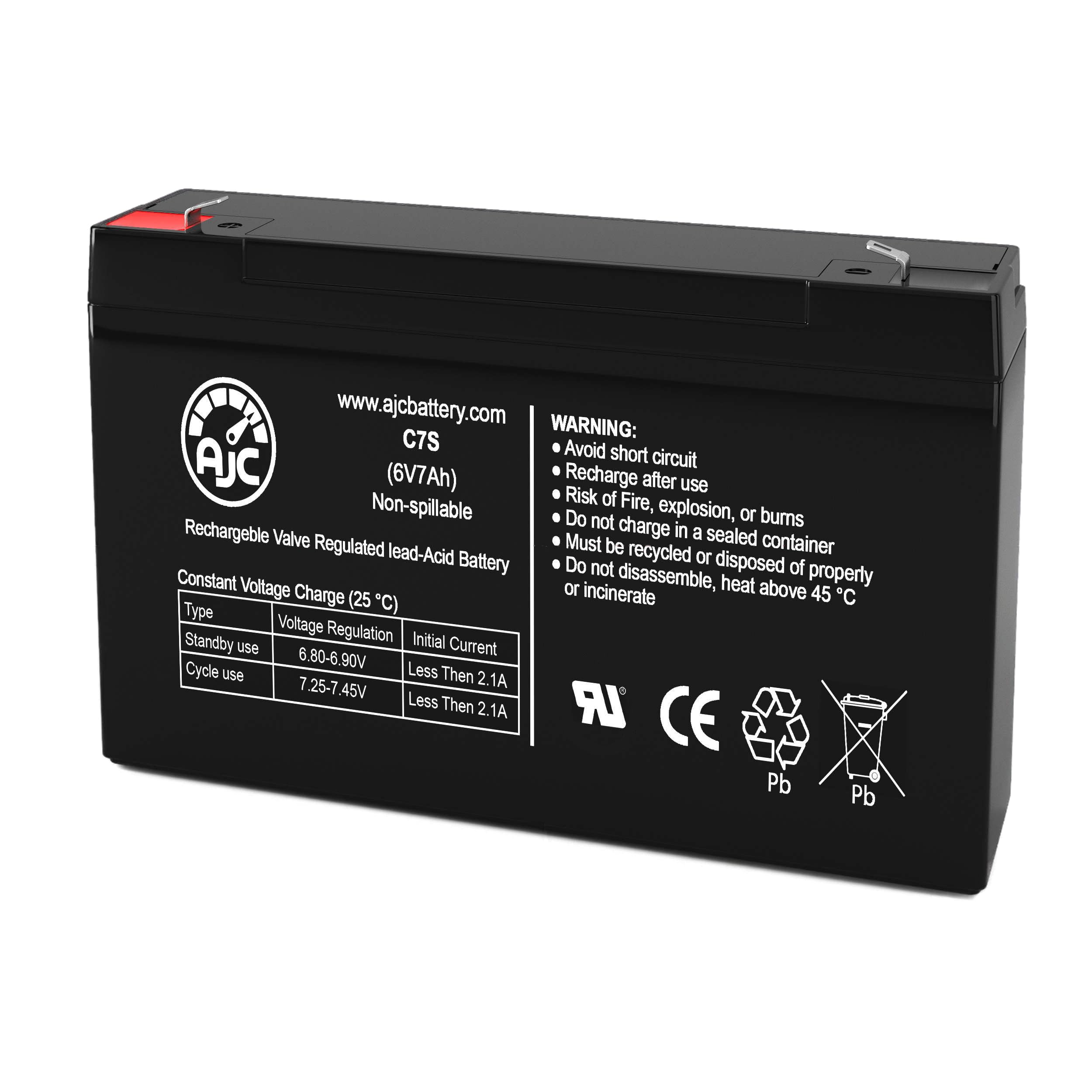AJC 6V 7Ah Sealed Lead Acid Replacement Battery Compatible with Power-Sonic PS-660 - Perfect for Security Systems, Emergency Lighting & Backup Power