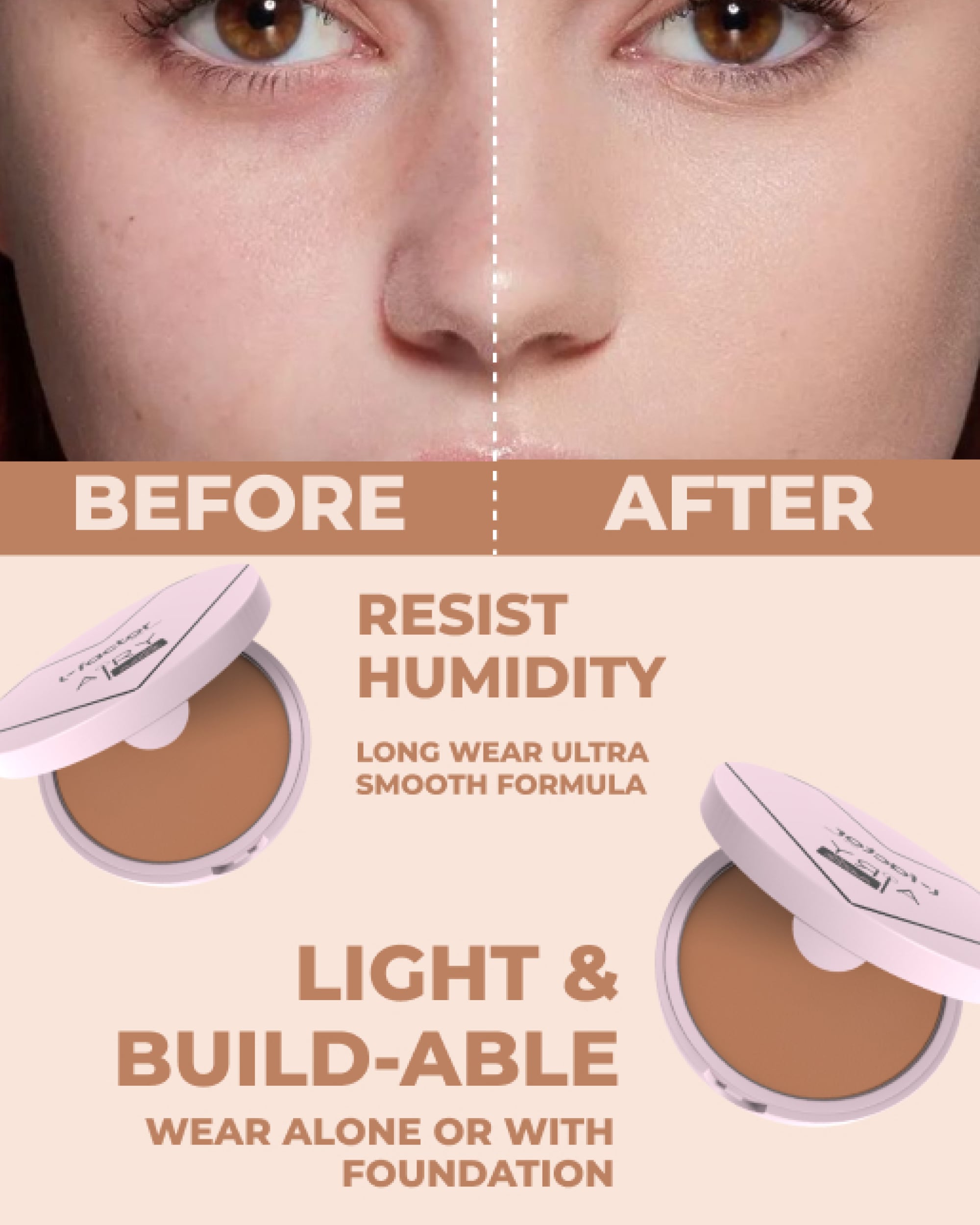 Airy Matte Compact Powder - Lightweight Oil Control & Smooth Finish for Flawless Makeup | Perfect for Everyday Wear & Touch-Ups On-The-Go