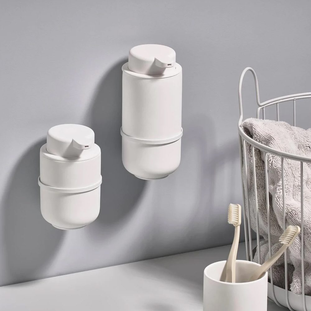 ZONE DENMARK Ume Wall Mounted Soap Dispenser Bracket - White | Bathroom & Kitchen Organizer for Liquid Soap Dispenser | Perfect for Home, Office, and Commercial Use