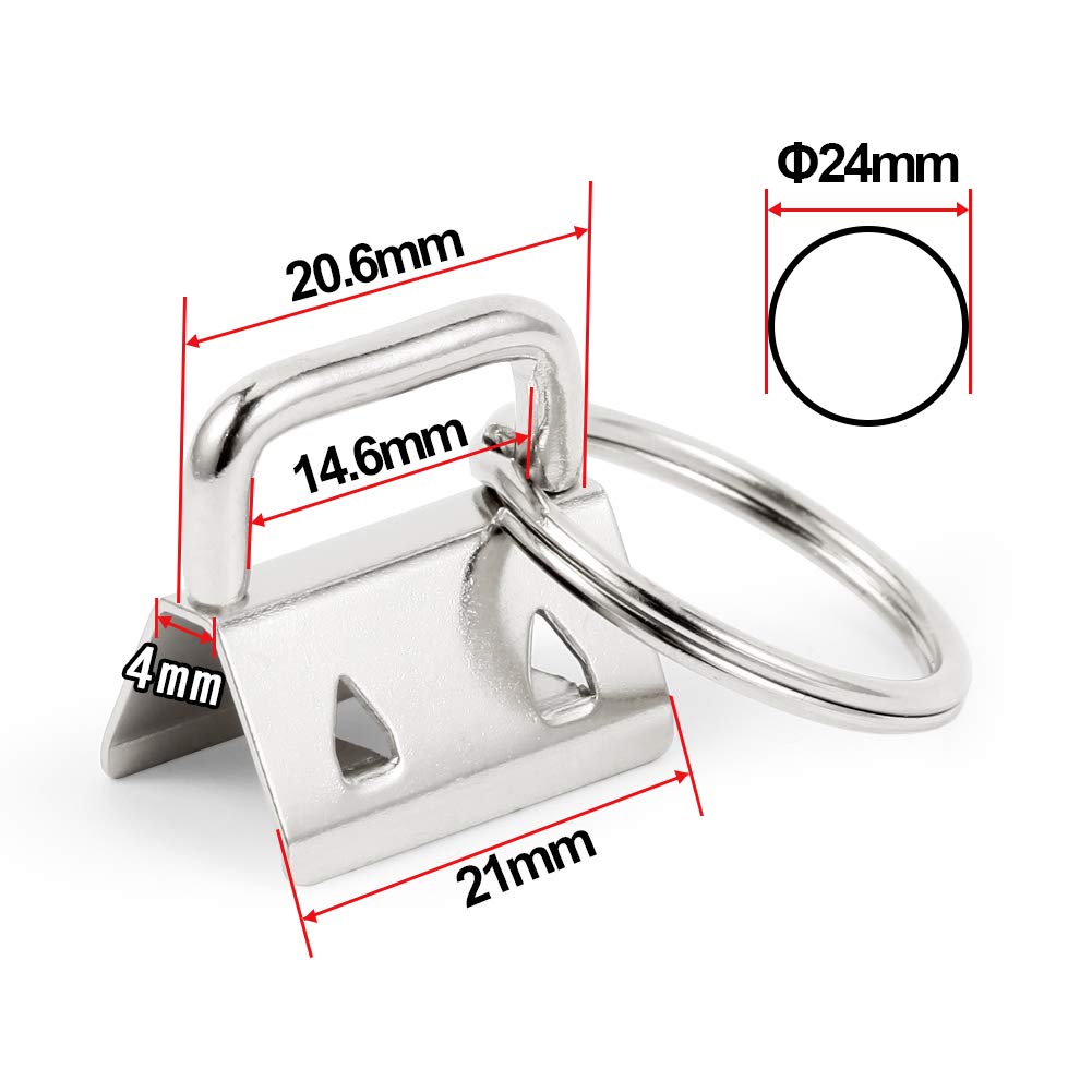 SPEEDWOX 20-Piece Key Chain Fob Hardware Kit with Split Rings, Glass Breaking Pliers & Rubber Tips - Professional Key Fob Pliers Tool for 0.8 Inch Webbing Fabric Straps (White Nickel) - Perfect for DIY Keychains, Wristlets, and Bag Accessories