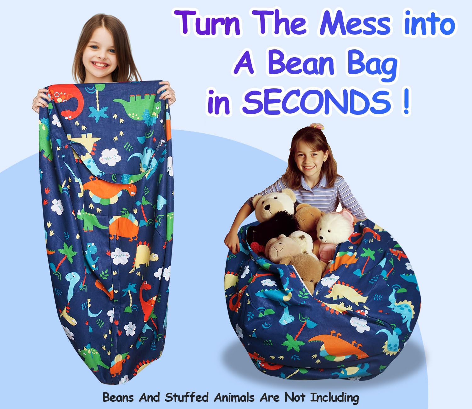 **Soft Washable Plush Dinosaur Stuffed Animal Storage Bag - XX-Large Pet Bed for Dogs & Cats, Kids Toddler Couch & Room Decor, No Beans, Removable & Stuffable - Perfect for Playrooms, Pet Lounging & Nursery Storage**
