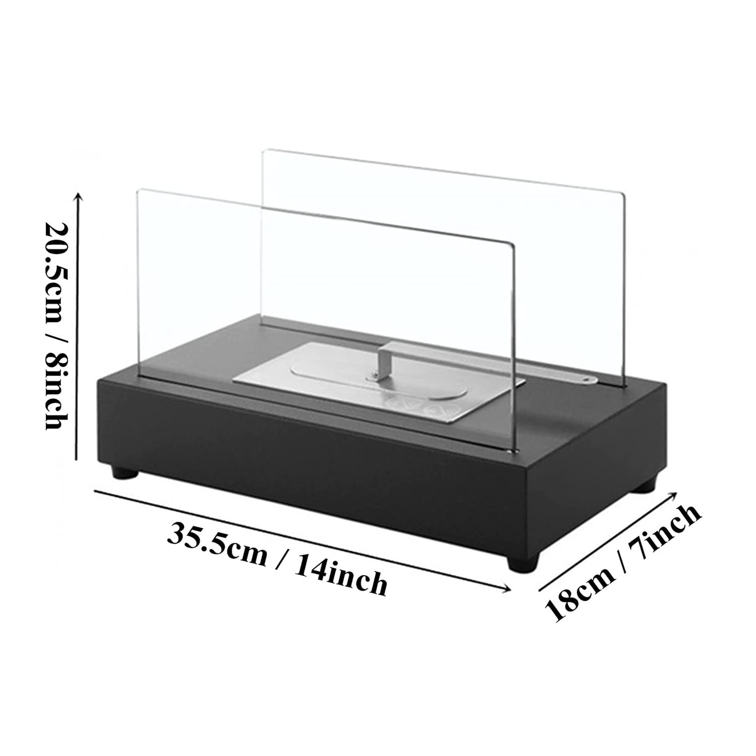 PURRL Rectangular Tabletop Fire Bowl - Portable Alcohol Fireplace with Clean Bioethanol Burner for Indoor & Outdoor Use - Perfect for Patio, Garden, and Living Room Decor