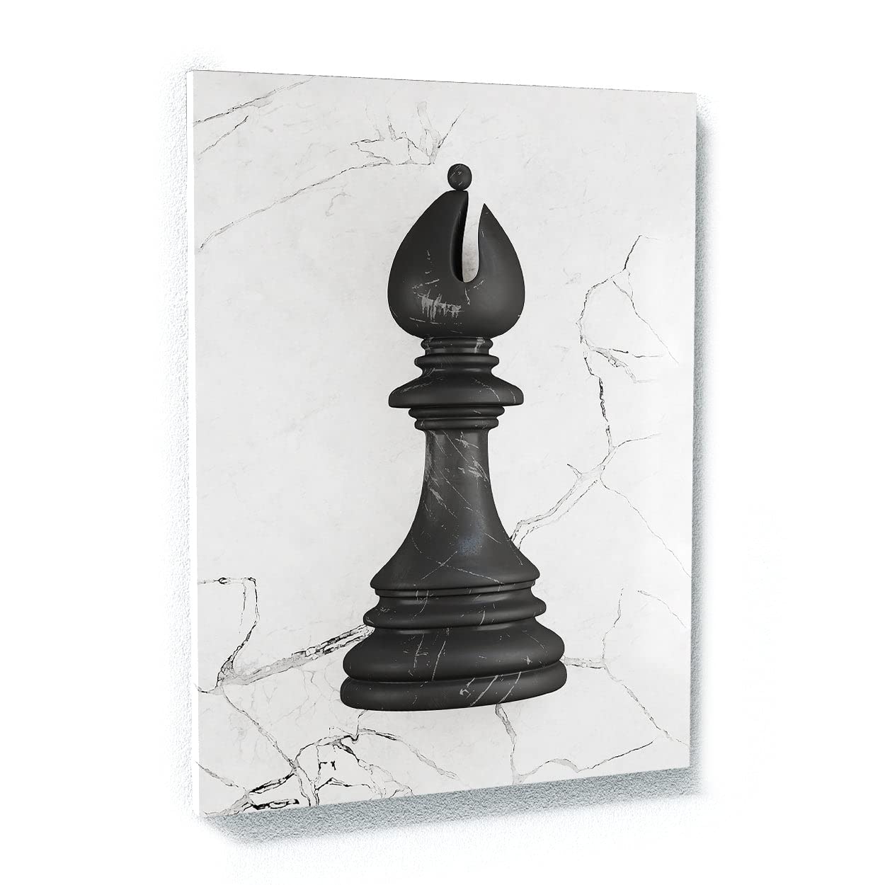 Bishop Chess Canvas Art - Modern Black Piece Checkmate Design for Club Players | Large 30x40 Inch Pop Art Home Decor Poster | Perfect for Game Rooms, Offices & Chess Enthusiast Gifts