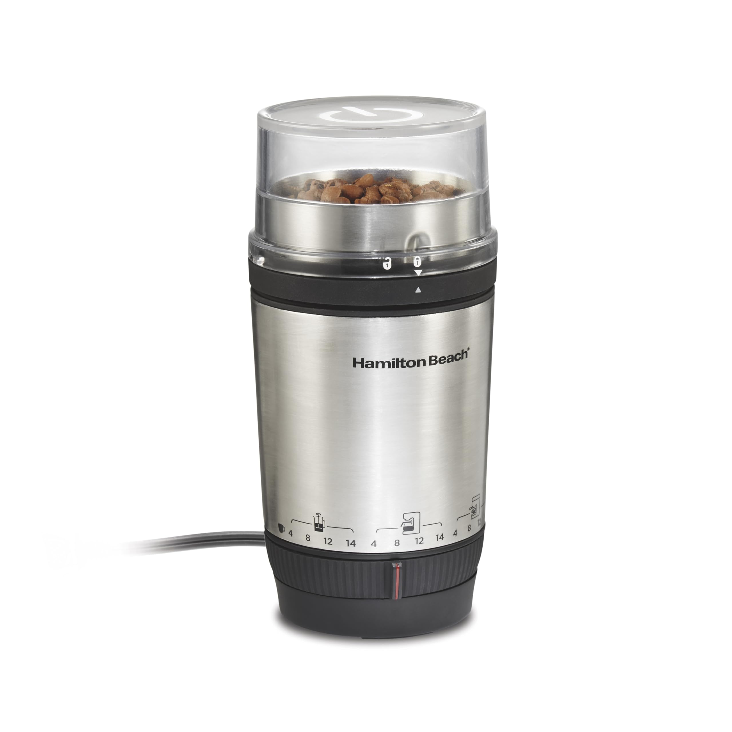 Hamilton Beach 80406 Custom Grind Electric Coffee Grinder - One-Touch Operation for 4-14 Cups, Auto Shutoff & Removable Stainless Steel Bowl - Perfect for Home Brewing, Office Use & French Press Coffee Makers