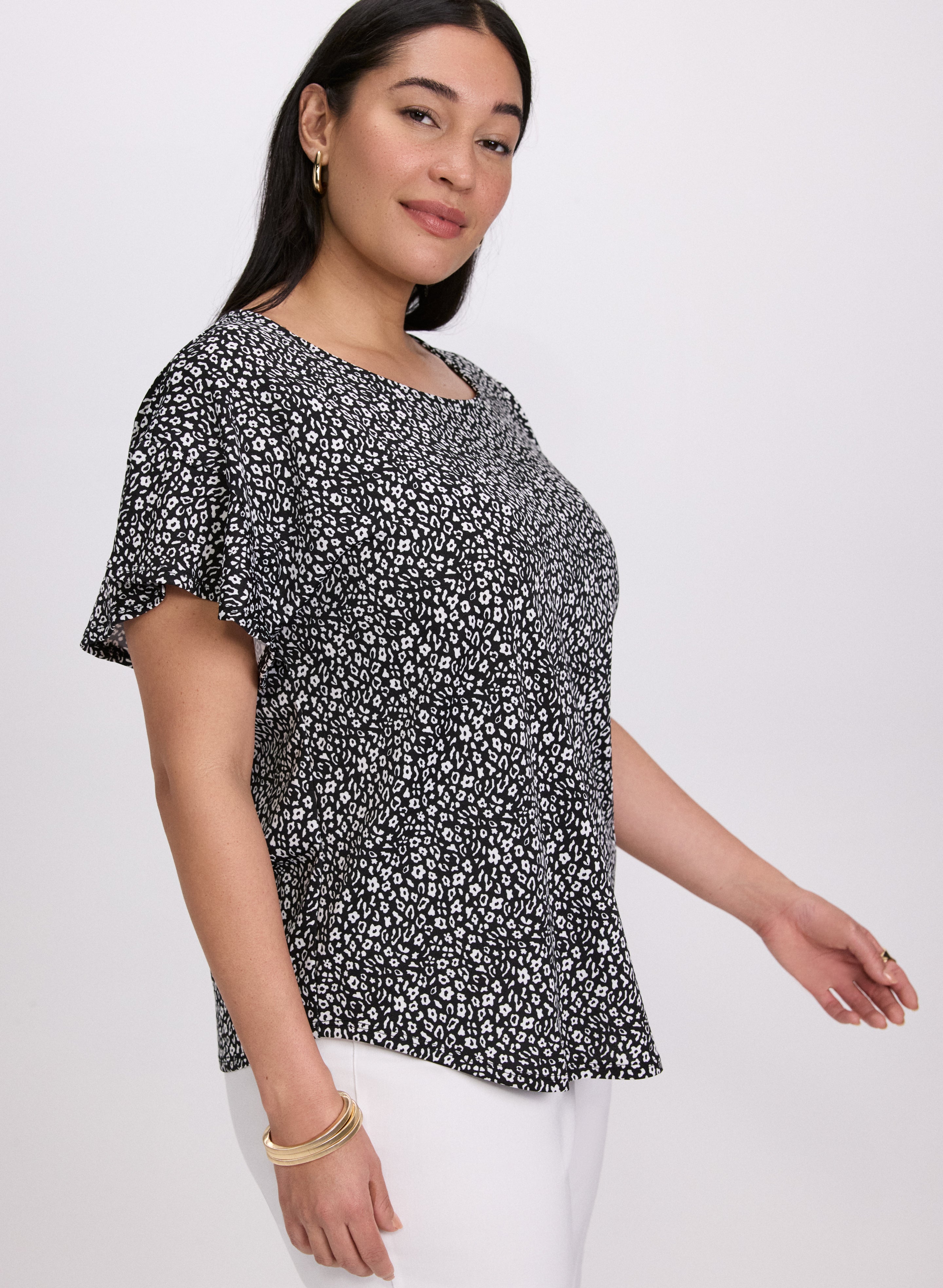 Floral Print Flutter Sleeve Blouse for Women - Elegant Summer Tops for Casual Wear, Date Night & Office Outfits