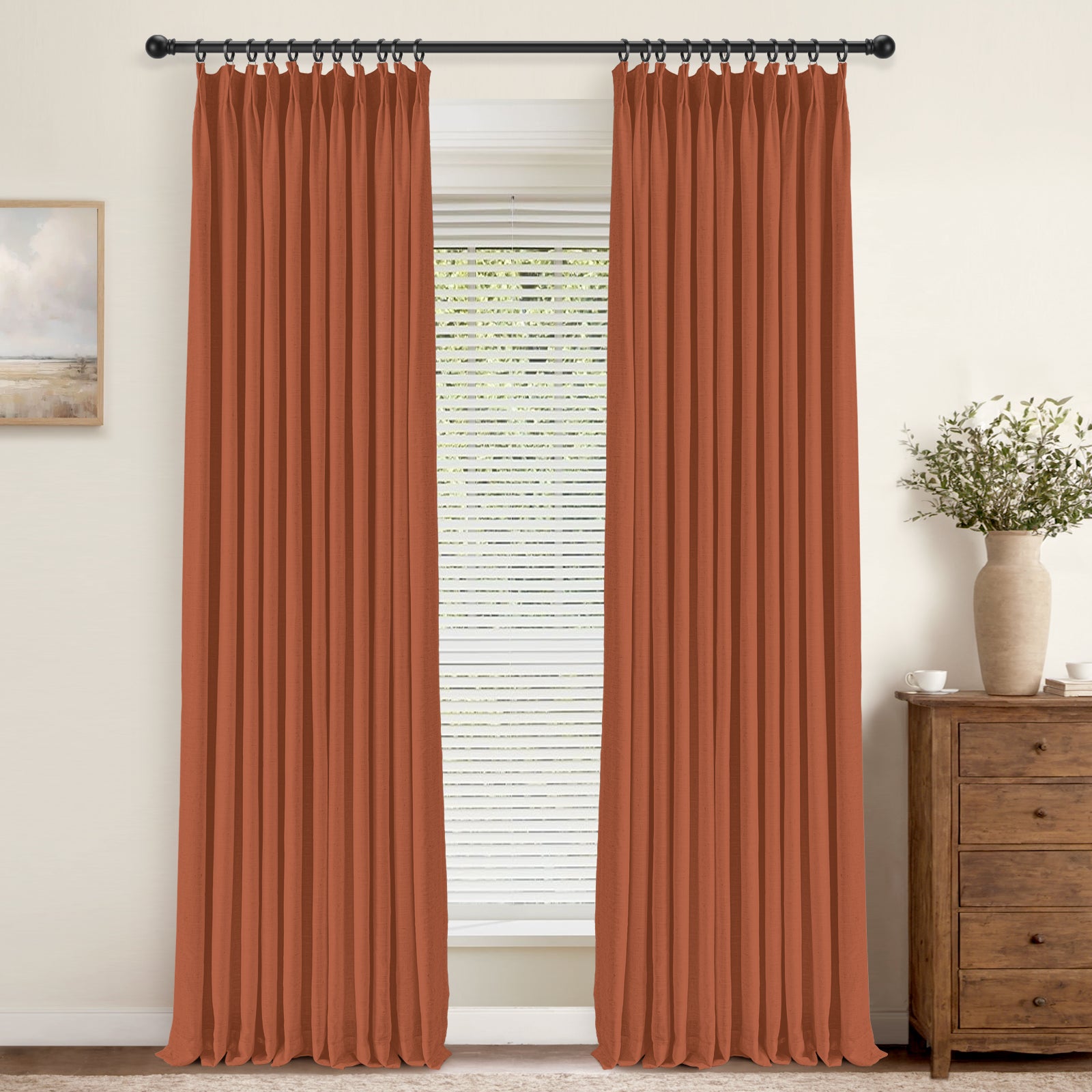 Luxury Lightweight Linen Semi-Sheer Curtains - Custom Drapes with Elegant Pleats | Premium Window Treatments for Living Room, Bedroom & Home Decor