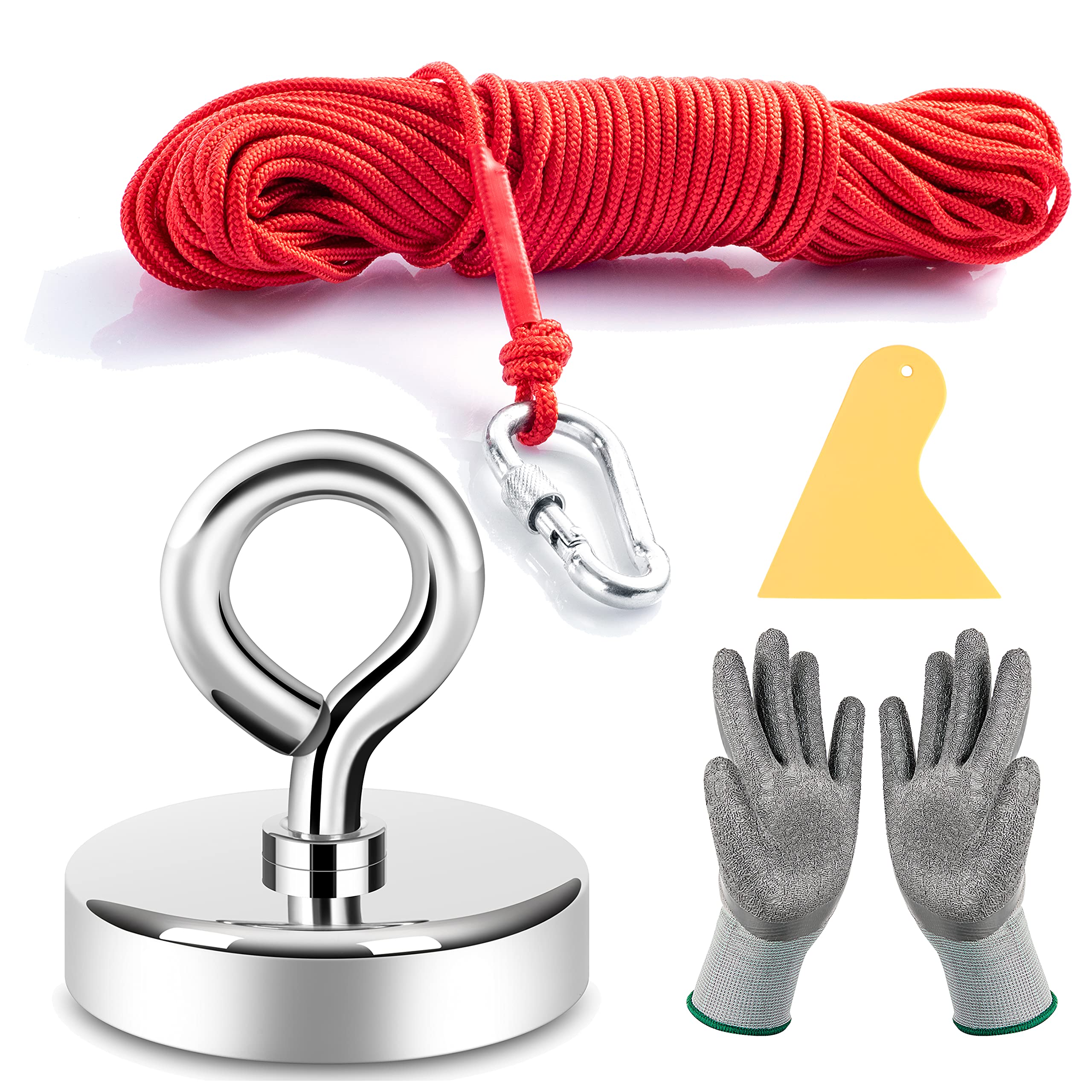 Neosmuk 300lb Heavy Duty Fishing Magnet Kit - 2.0 Inch Large Diameter Neodymium Rare Earth Magnet with Rope for Retrieving Tools & Metal Objects | Perfect for Magnet Fishing, Underwater Recovery, and DIY Projects