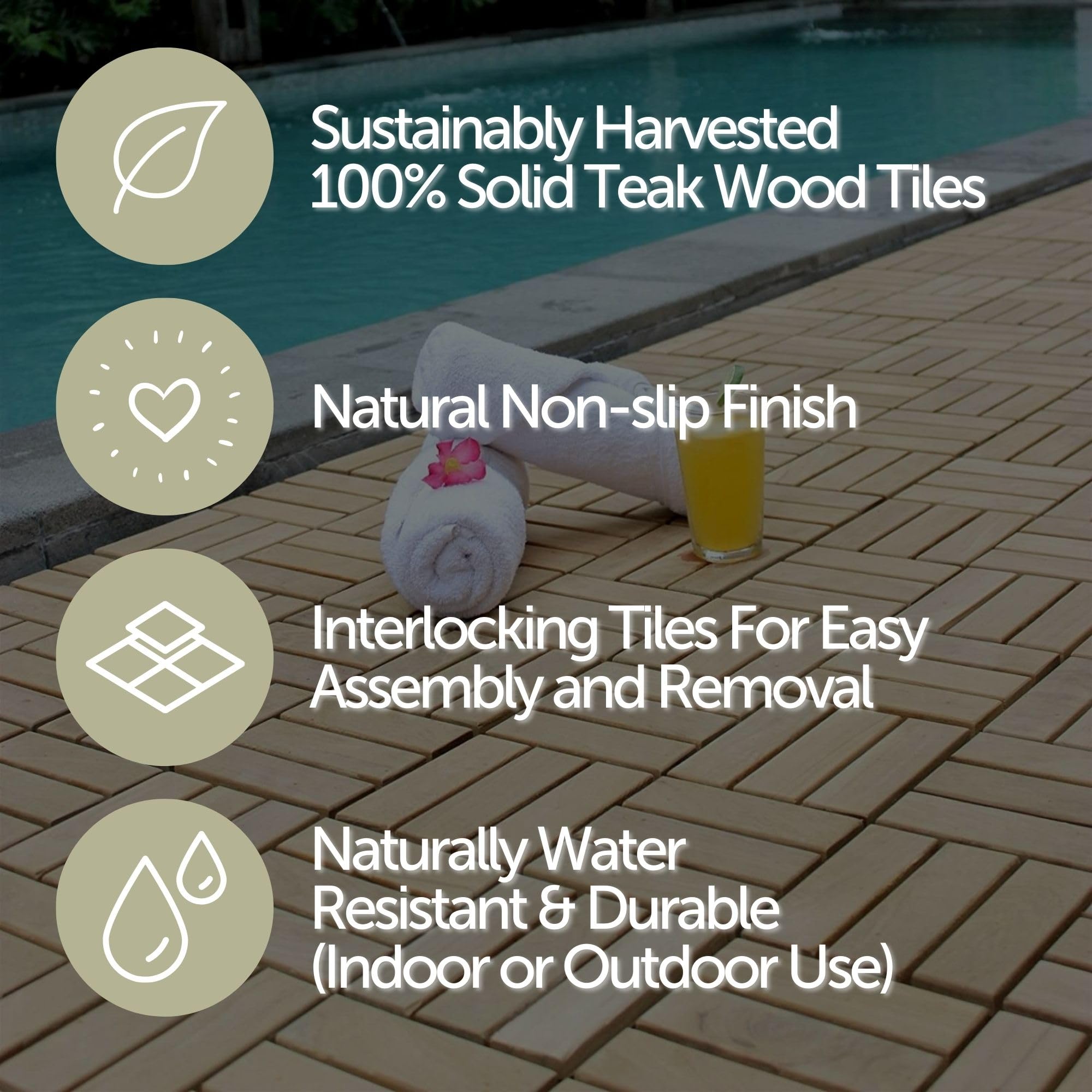 Premium Nordic Style Teak Interlocking Floor Tiles - 12