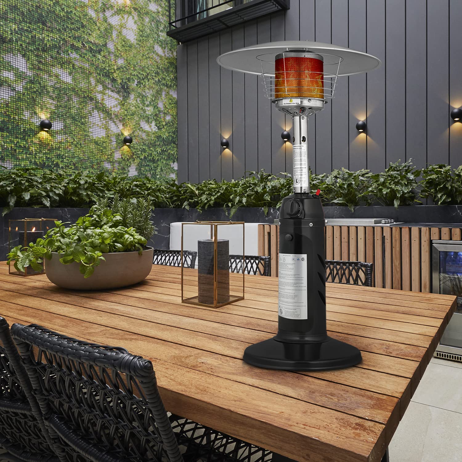 MoNiBloom 11,000 BTU Portable Outdoor Patio Heater - Standing Floor Heater with Ignition System for Garden, Porch, Deck & Backyard Parties (Black) | Perfect for Cold Weather Gatherings & Outdoor Dining