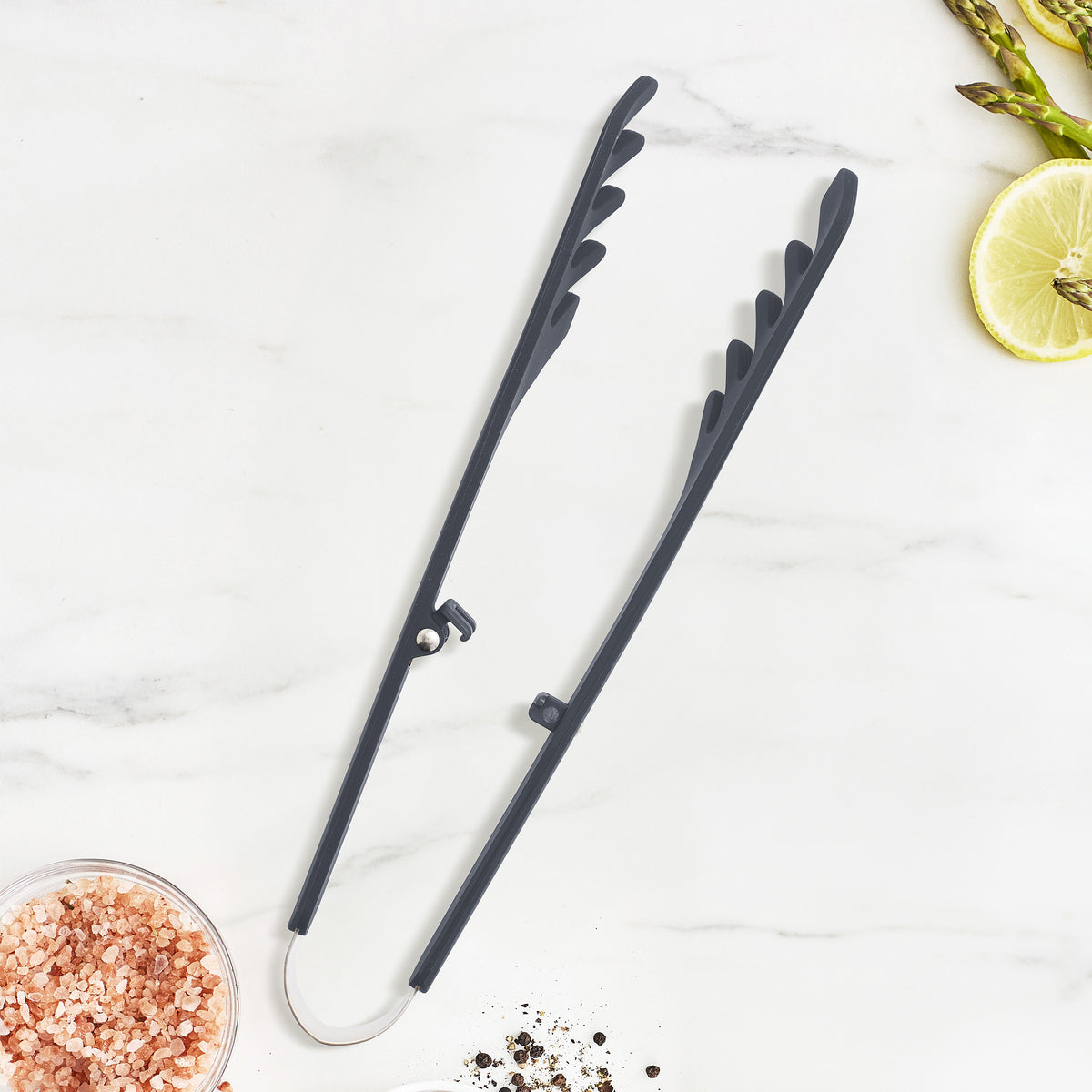 Premium Platinum Silicone Pasta Tongs - Heat Resistant Kitchen Utensil for Cooking, Serving & Salad Tossing (Gray) | Ideal for Pasta Dishes, BBQ, and Buffet Serving