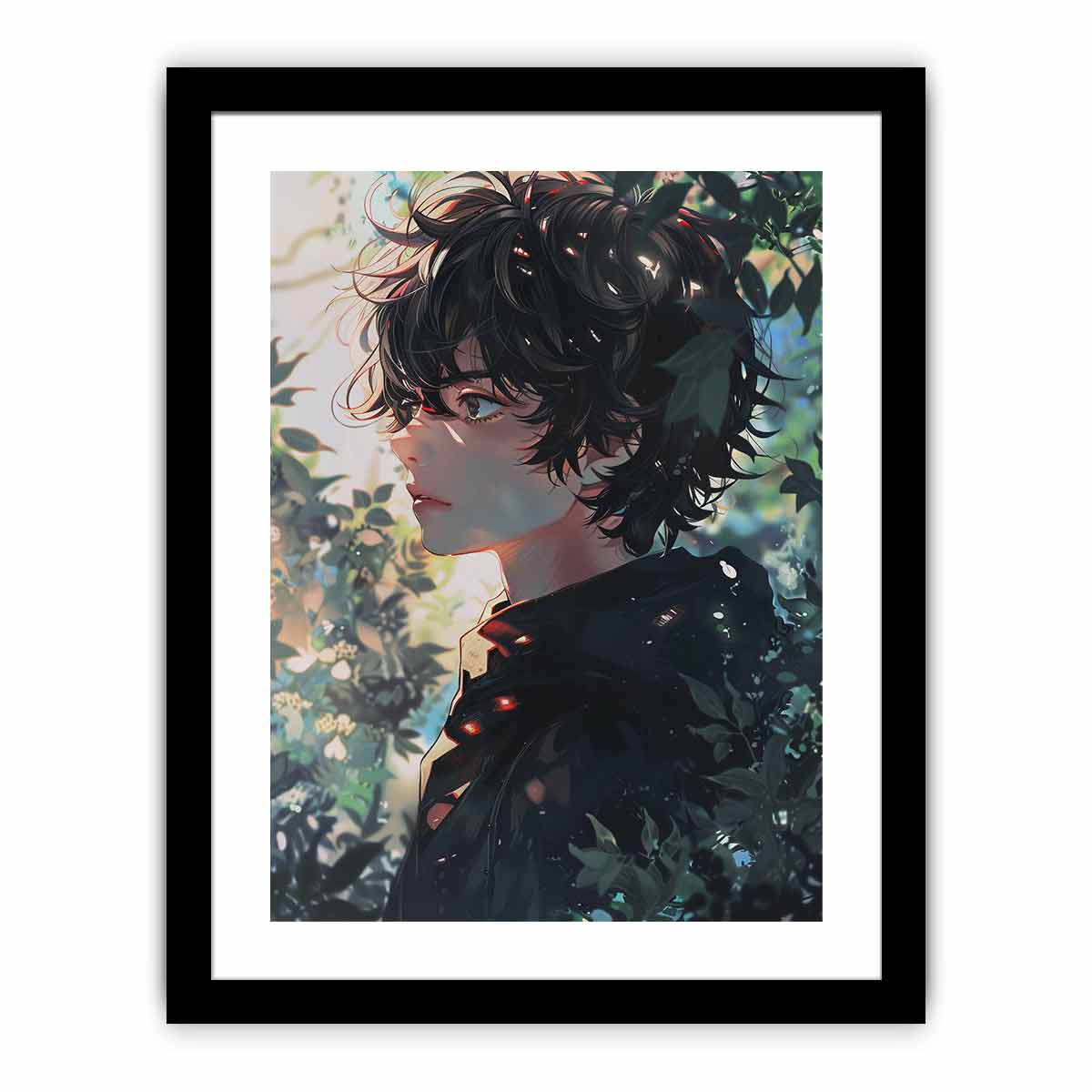 Anime Boy Wall Art - Framed Poster for Bedroom Decor, Anime Lover Gift, Japanese Cartoon Print for Living Room & Office
