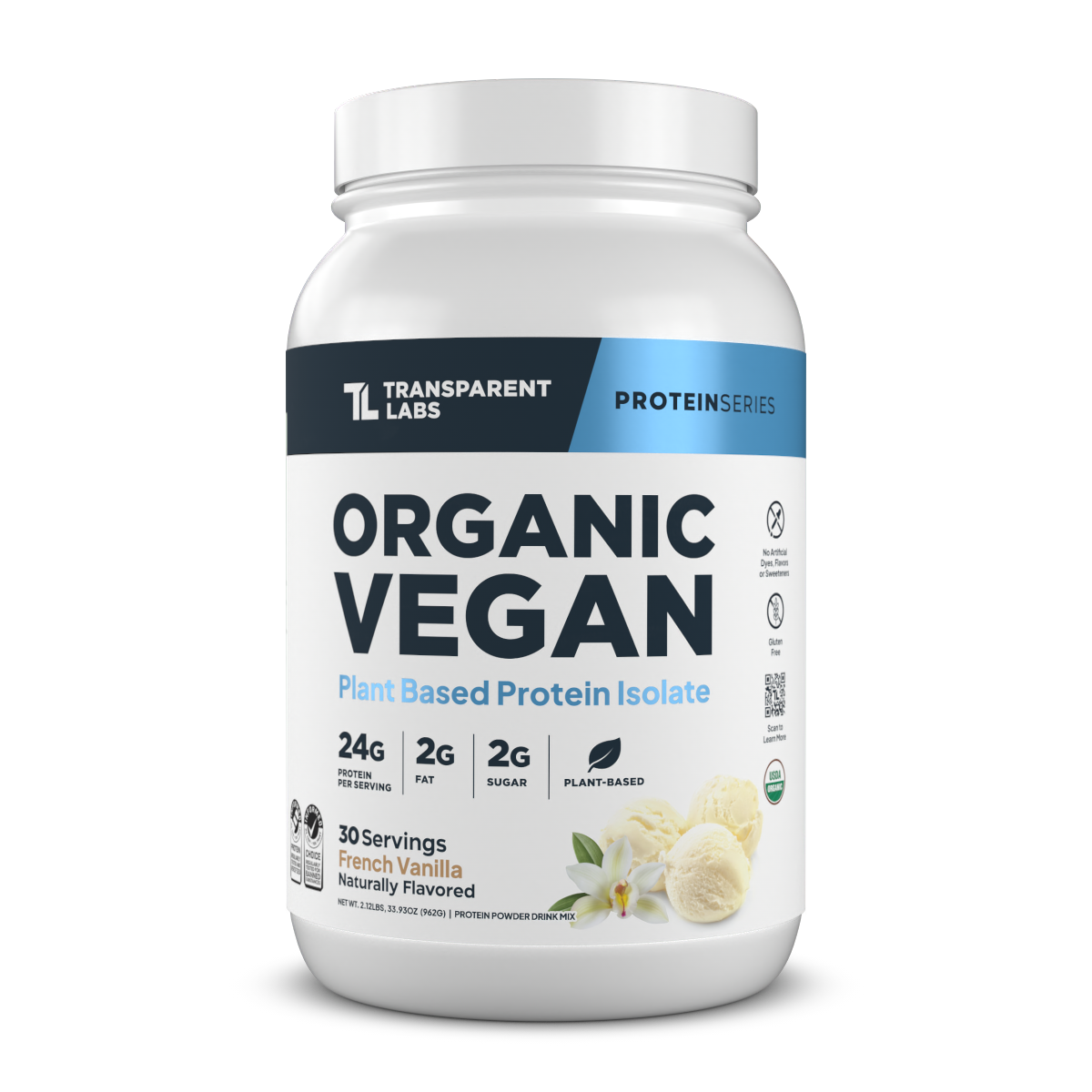 Organic Vegan Plant Based Protein Isolate Powder - Dairy Free & Gluten Free for Smoothies, Baking & Post-Workout Recovery