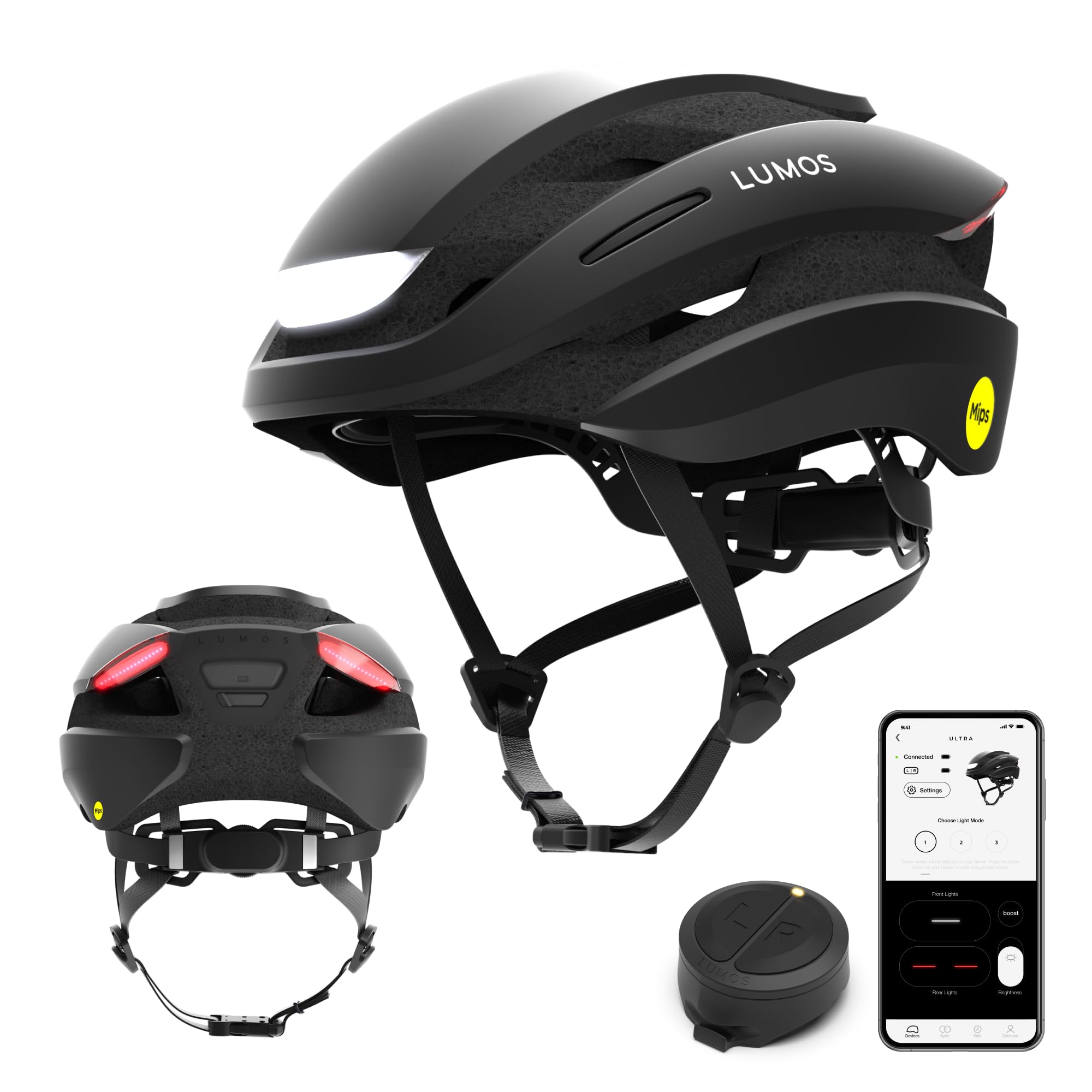 Lumos Ultra Smart Bike Helmet with Customizable LED Front & Back Lights & Turn Signals - Lightweight Adult Cycling Helmet for Men & Women - Perfect for Commuting, Night Riding & Urban Cycling Safety