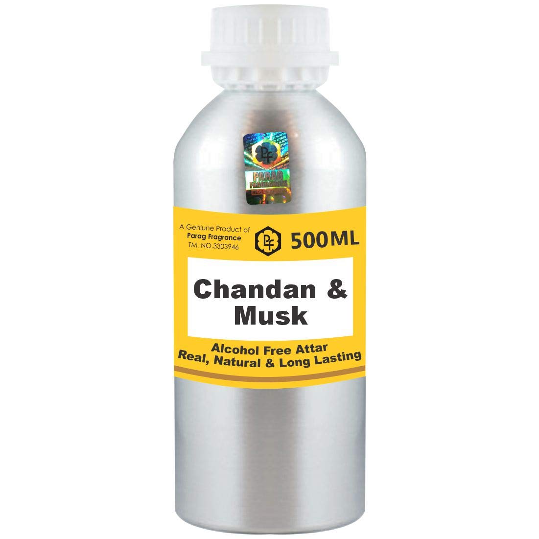 Premium Parag Fragrances Chandan & Musk Attar 500ml - Alcohol-Free Long Lasting Perfume Oil for Men & Women | Sandalwood Scent | Religious & Daily Use | Wholesale Pack | World's Best Itra & Fragrance Oil