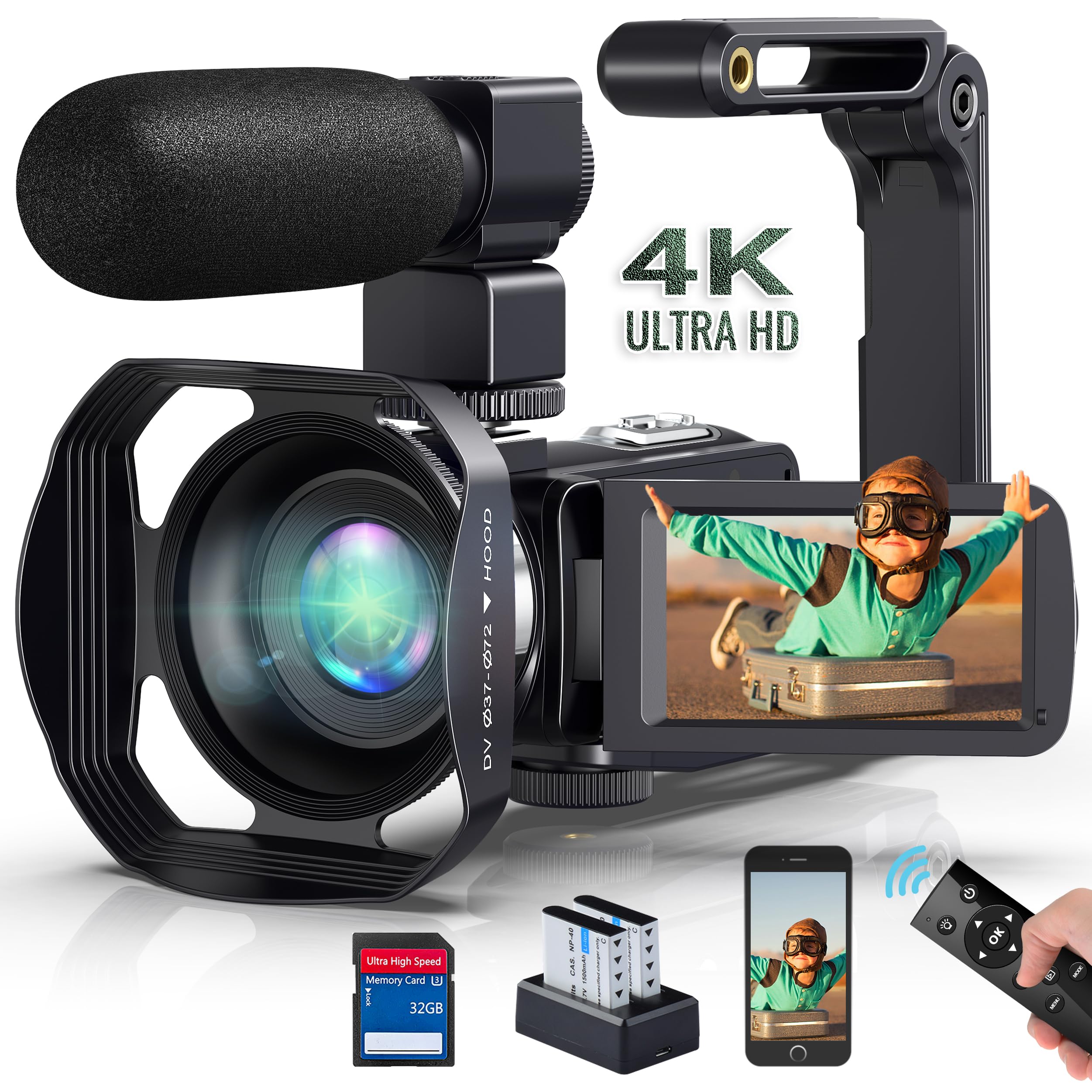 4K HD 48MP 18X Digital Camcorder with 3.0