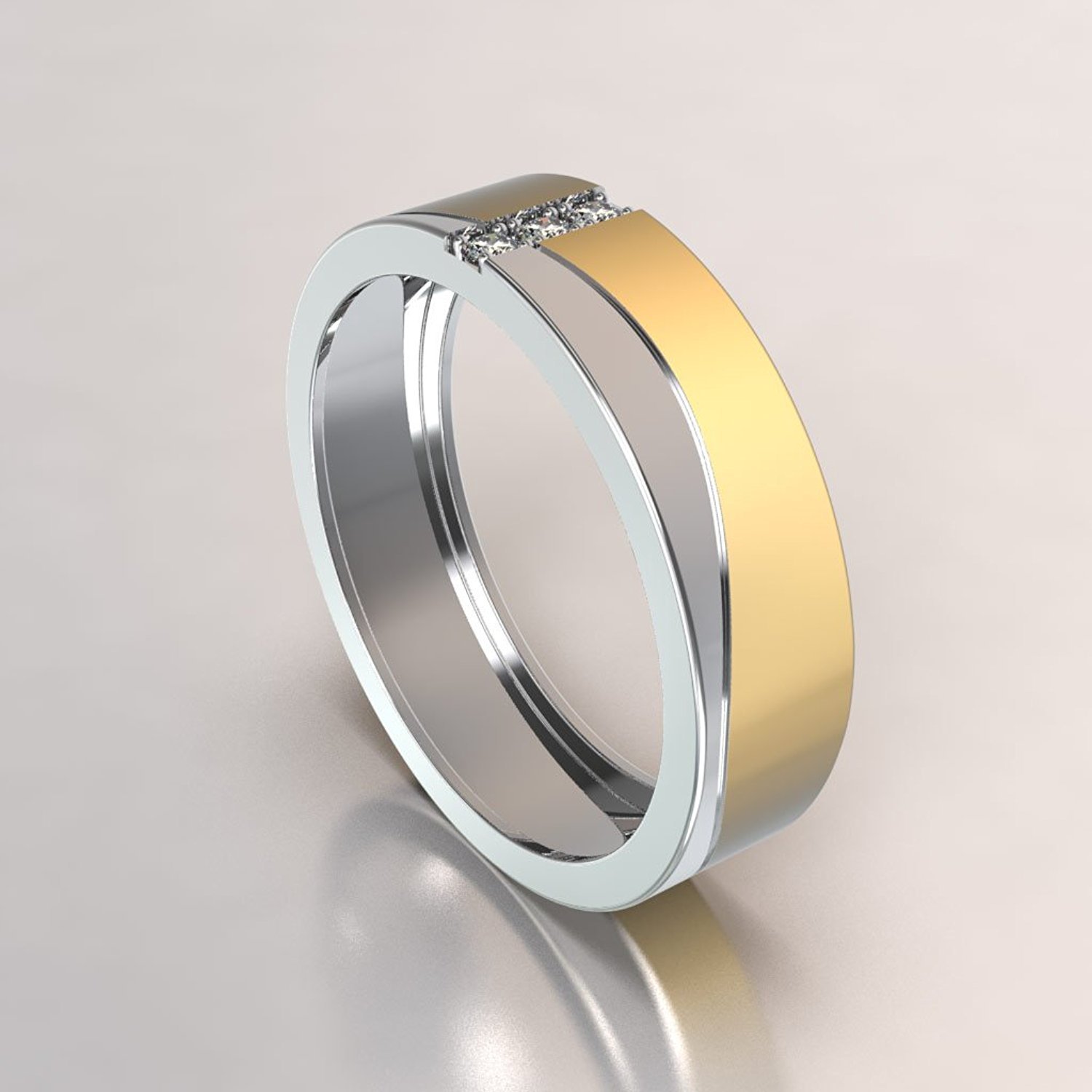 0.09 Carat Men's Engagement Ring - 14K Dual Tone Gold (Yellow & White) Wedding Band for Him - HI Color I Clarity - Perfect Proposal Gift & Anniversary Jewelry