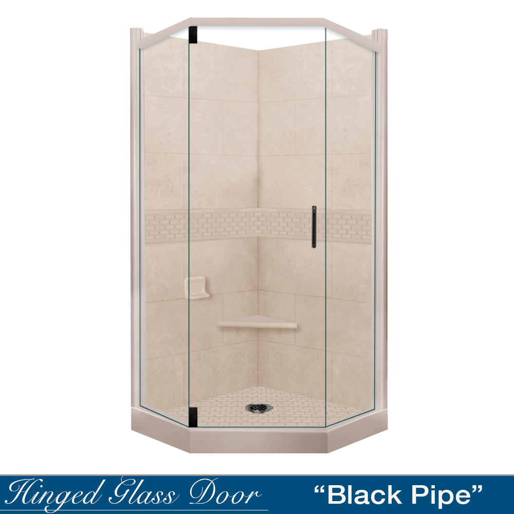 Neo Angle Brown Sugar Sistine Stone & Classic Stone Accent DIY Shower Remodel Kit - Easy Bathroom Upgrade for Modern Home Renovation