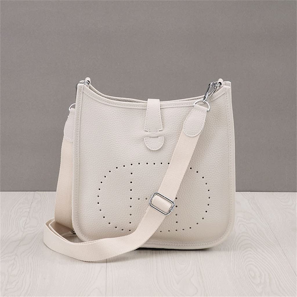 Women's Litchi Grain Leather Crossbody Bucket Bag - Hollow-Carved Design for Daily Use & Travel (Orange, 17cm)