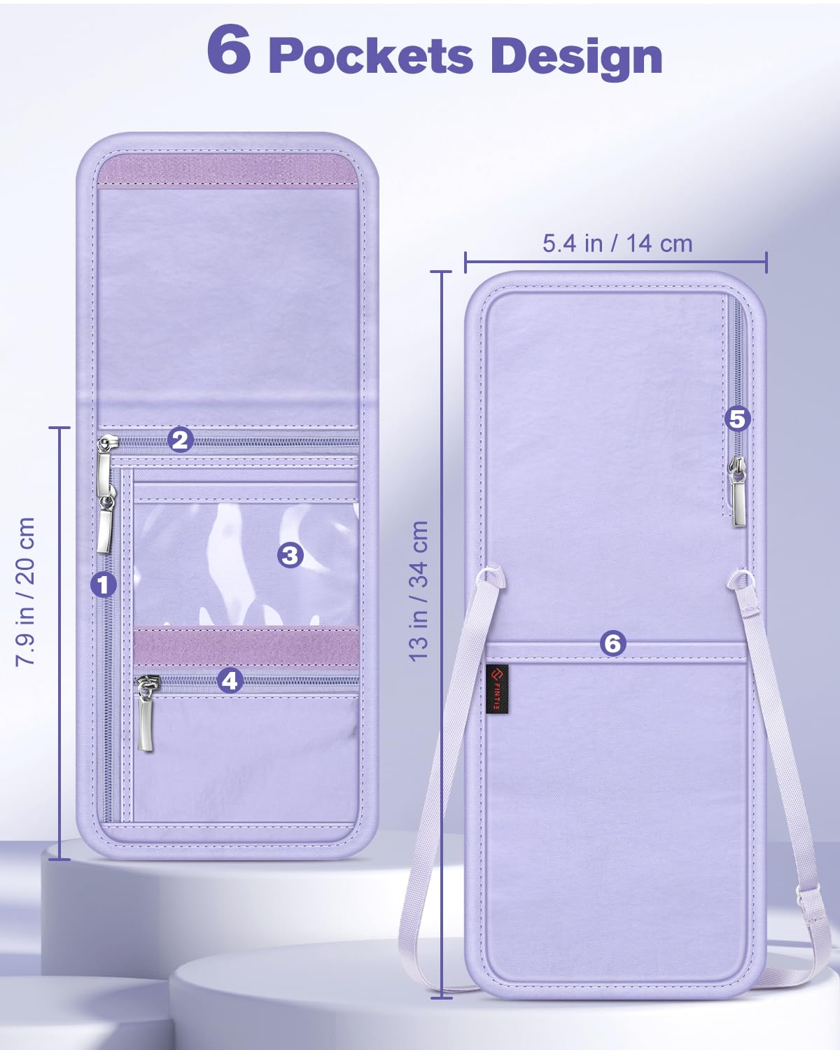 Fintie RFID Blocking Travel Neck Pouch - Adjustable Passport Holder Wallet for Women & Men with 5 Passport Capacity, Multi-Pockets & Skin-Friendly Design (Violet) - Perfect for Air Travel, Cruise Vacations & International Trips