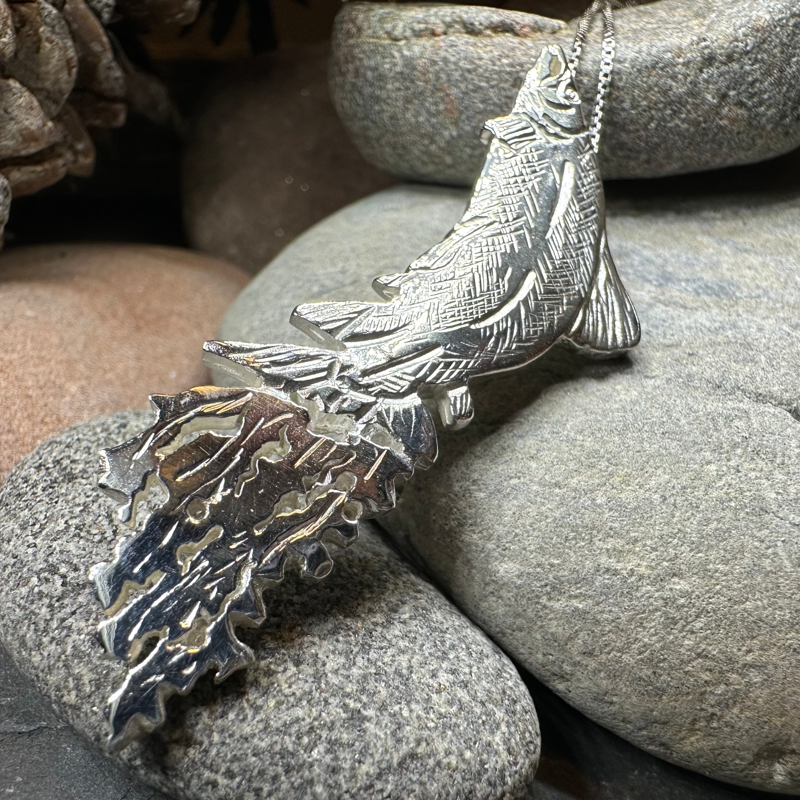 Handmade Irish Salmon of Knowledge Pendant Necklace - Celtic Jewelry for Women, Men - Perfect for St. Patrick's Day, Irish Pride & Unique Gifts