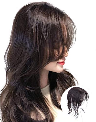 Silk Base Human Hair Topper for Women - Clip-in Wavy Hairpiece with Natural Look (Dark Brown, 10 Inch) | Perfect for Thinning Hair, Hair Loss & Daily Styling