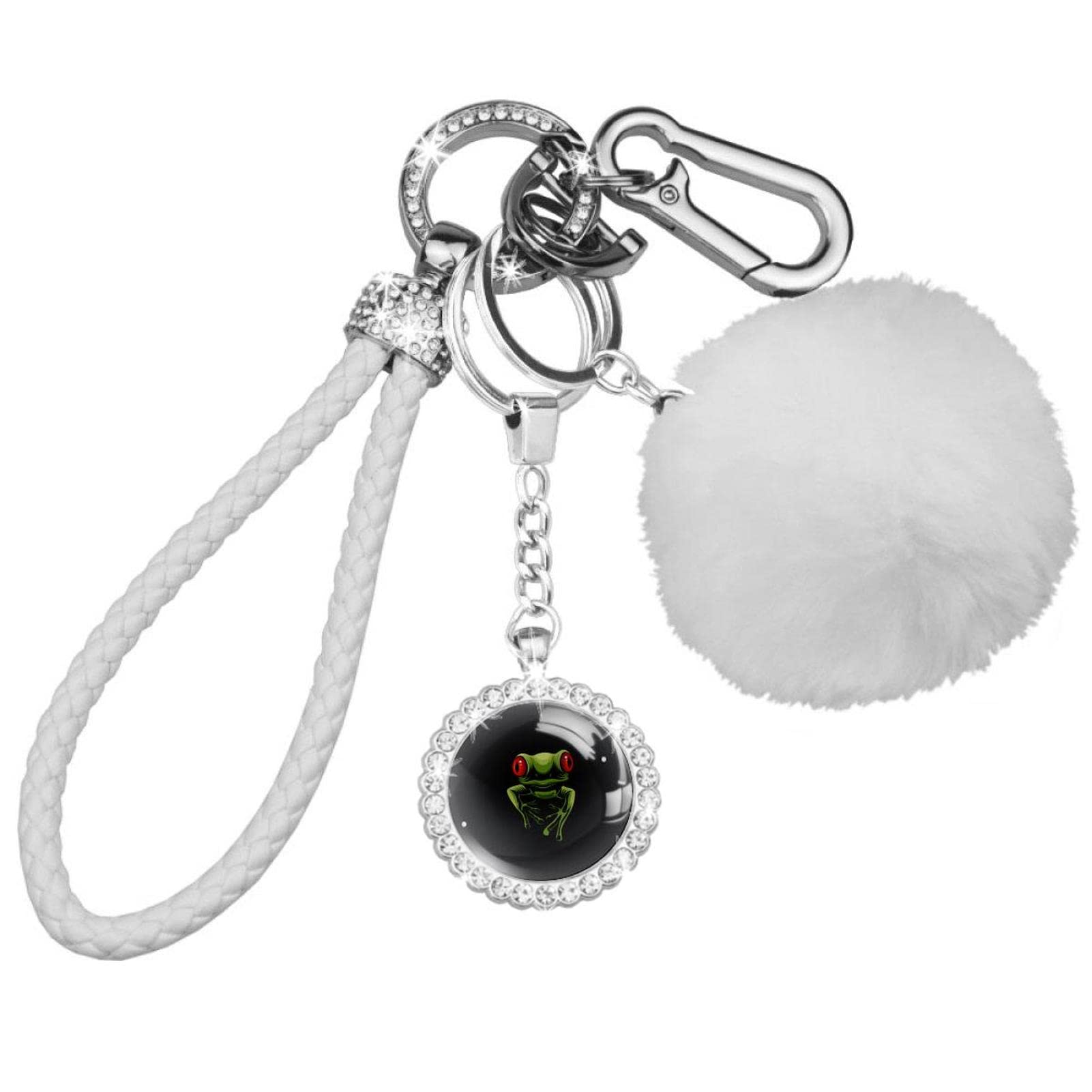 Durable Leather Key Fob with Metal D-Ring - Green Frog Design Car Keychain for Men & Women | Perfect for Key Organization, Gift Giving & Everyday Use
