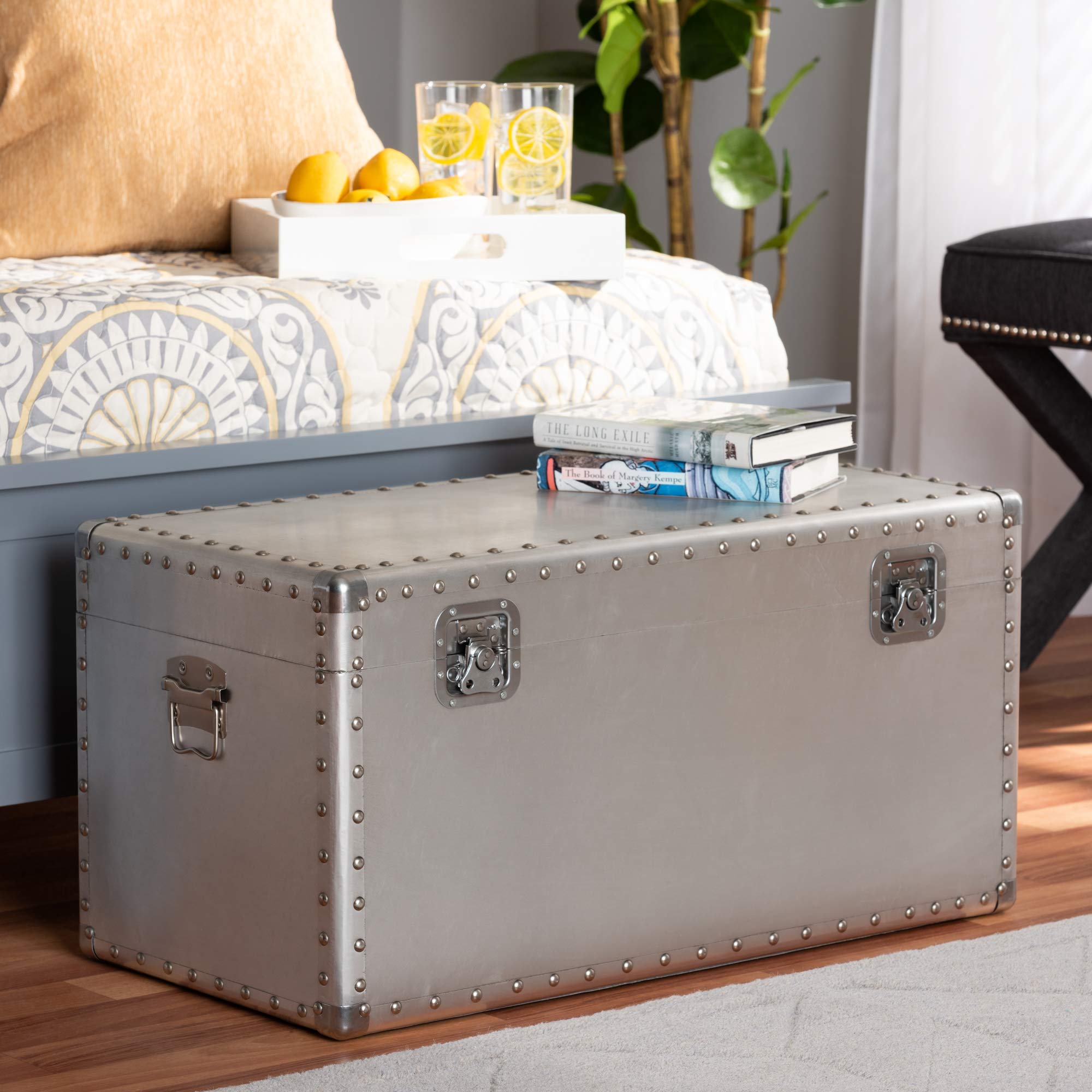 Baxton Studio Silver Multipurpose Shelving & Storage Cabinet - Modern Home Office, Living Room & Bedroom Organizer