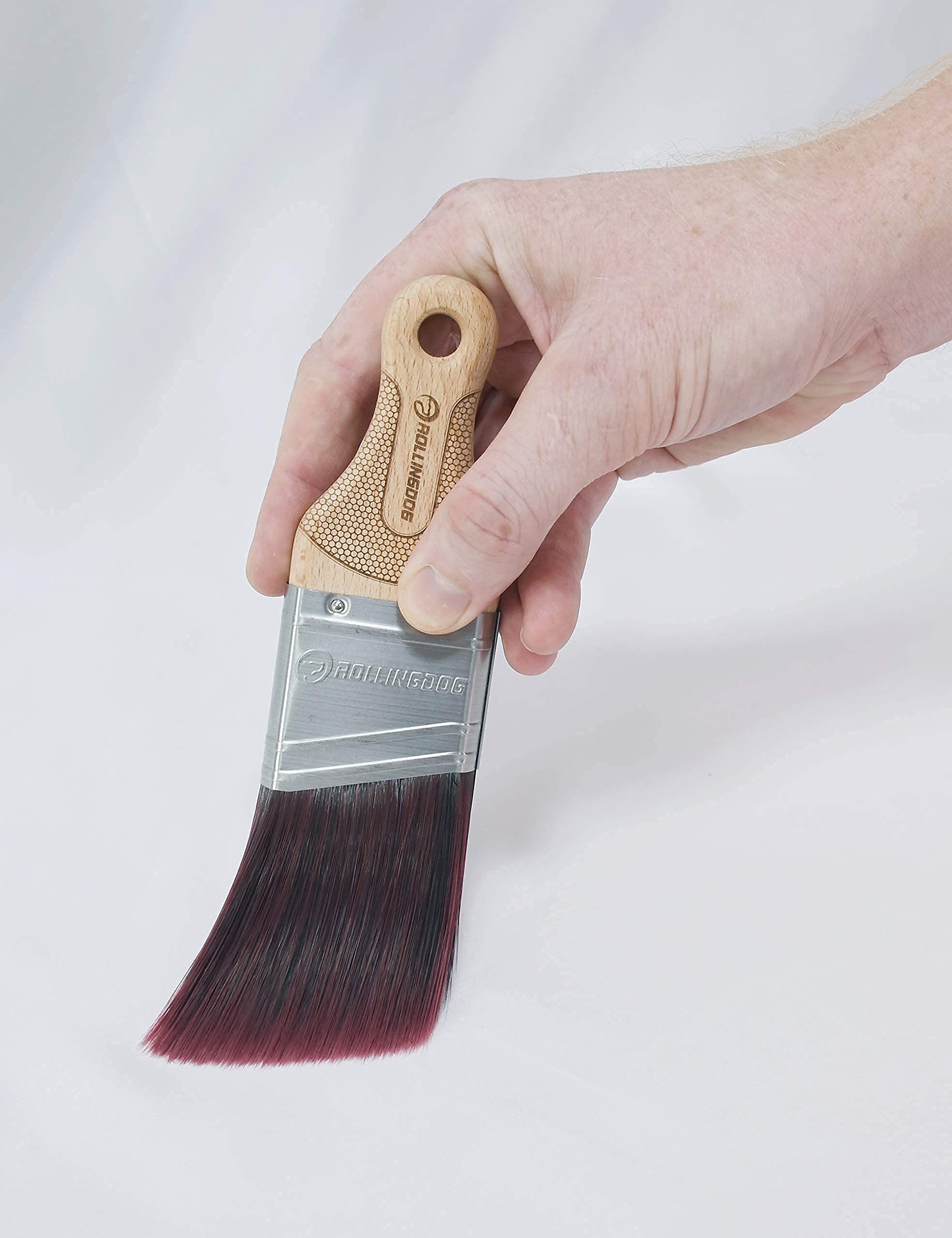 ROLLINGDOG 2 Inch Cutting-in Paint Brush with Short Handle & Flexible Clips - Professional Artist & Contractor Tool for Wall Trimming, Detail Work - Keep Brushes Clean & Organized at Job Sites, Home DIY Projects