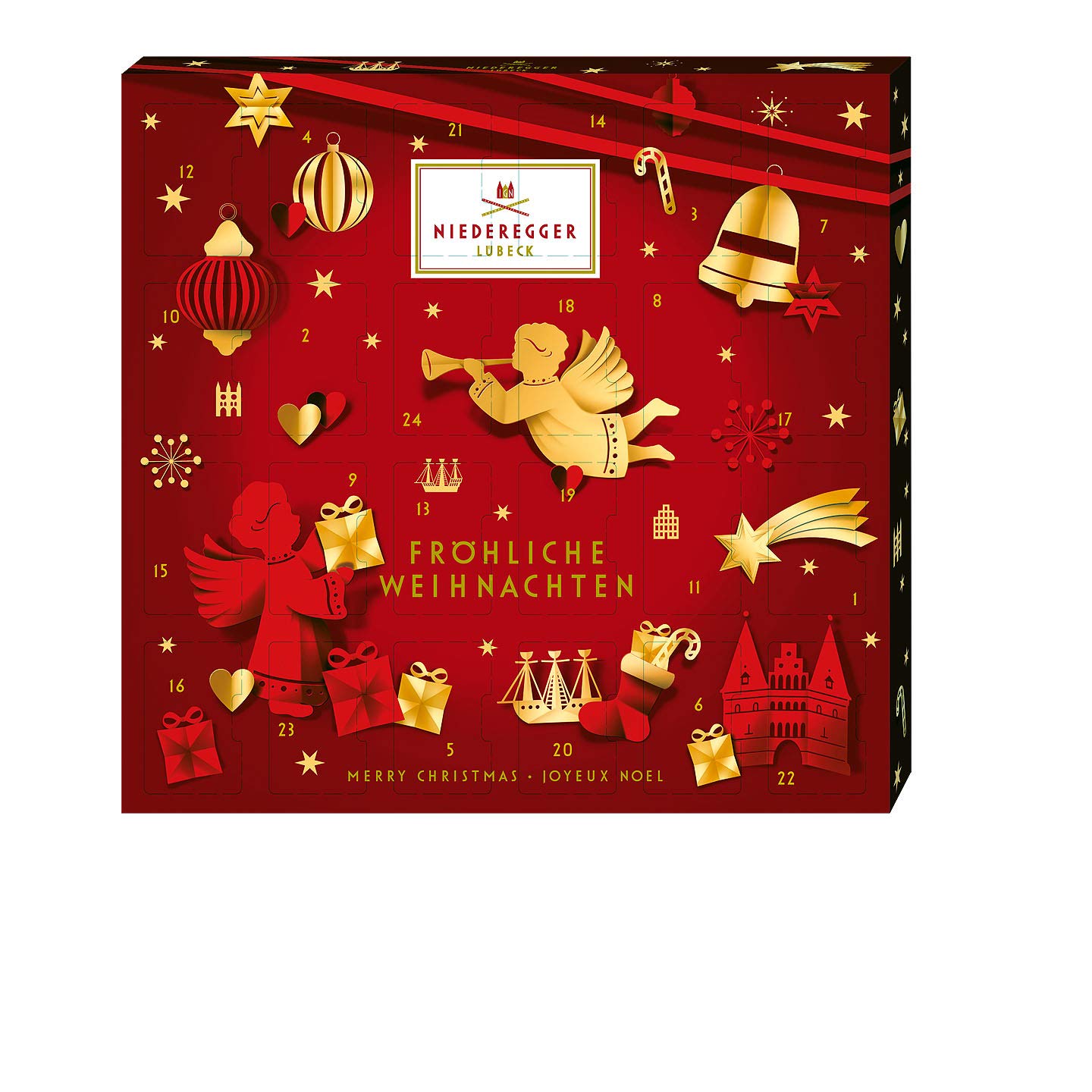 Niederegger Marzipan Mini Glamour Advent Calendar - 168g / 6 Oz - Premium German Christmas Chocolate Treats for Holiday Gifting & Festive Countdown
