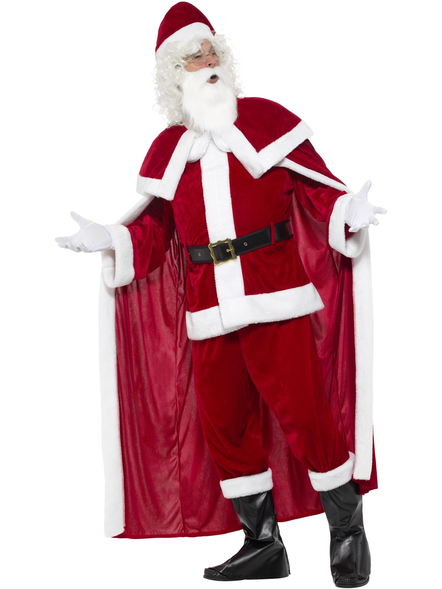 Premium Santa Claus Costume for Men - Deluxe Red Velvet Suit with Matching Pants & Belt | Christmas Party, Holiday Events & Cosplay Costume