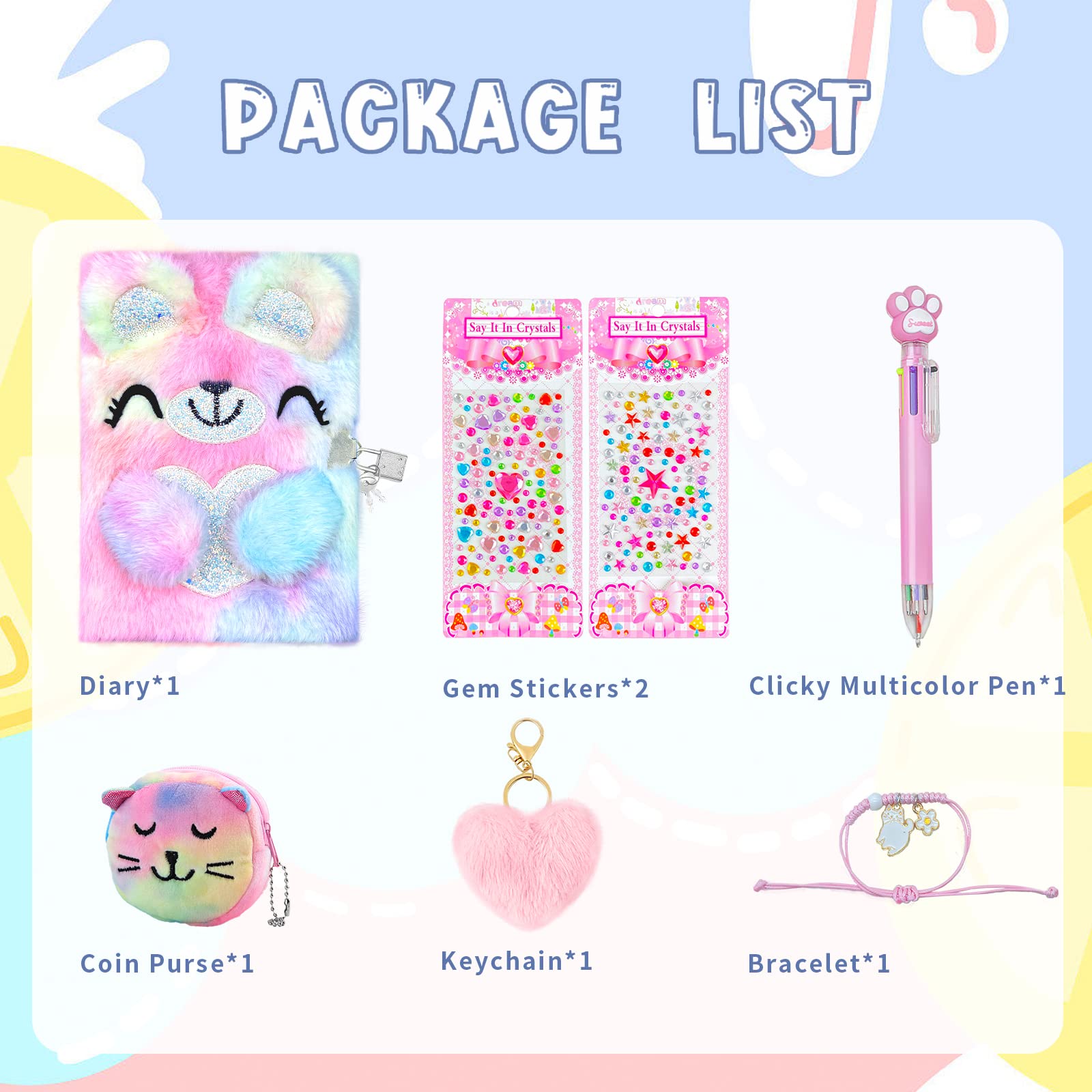 Homicozy Bear Lockable Diary for Girls - Kids Journal with Keys, School Travel Notebook Set for Writing & Drawing, Plush Secret Diary with Multicolor Pens, Stickers & Keychain - Perfect for School, Travel, Birthday Gifts & Secret Keeping
