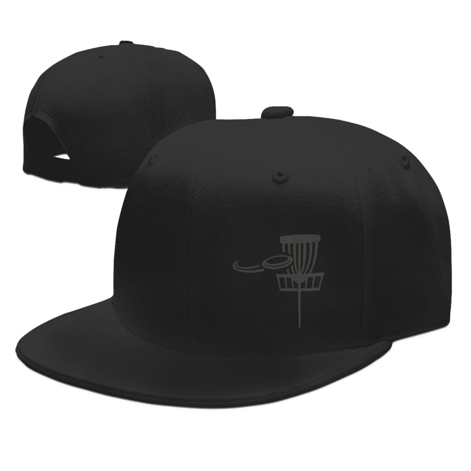 Premium Disc Golf Basket with Flying Disc - Men's Black Flat Bill Trucker Hat & Classic Baseball Cap for Outdoor Sports & Casual Wear