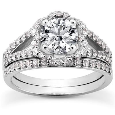 1.28 Carat TW Round Diamond Engagement Ring Set - Modern Style with Form Fit Matching Wedding Band - Perfect for Proposals, Anniversaries & Bridal Jewelry