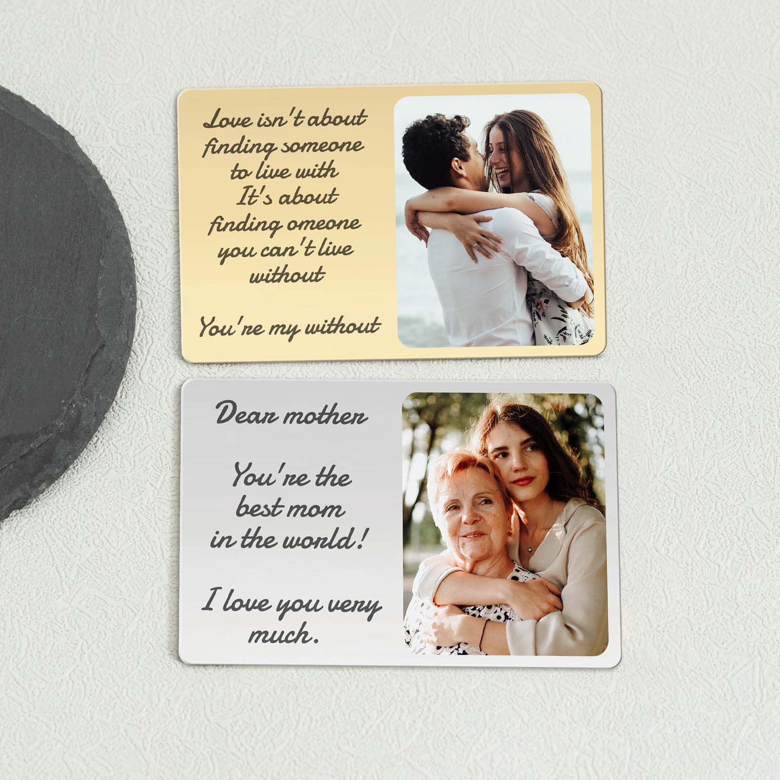Personalized Custom Engraved Metal Wallet Card with Photo & Text - Romantic Birthday Gift for Him Her (Silver) | Perfect for Anniversaries, Valentine's Day & Keepsake Memories