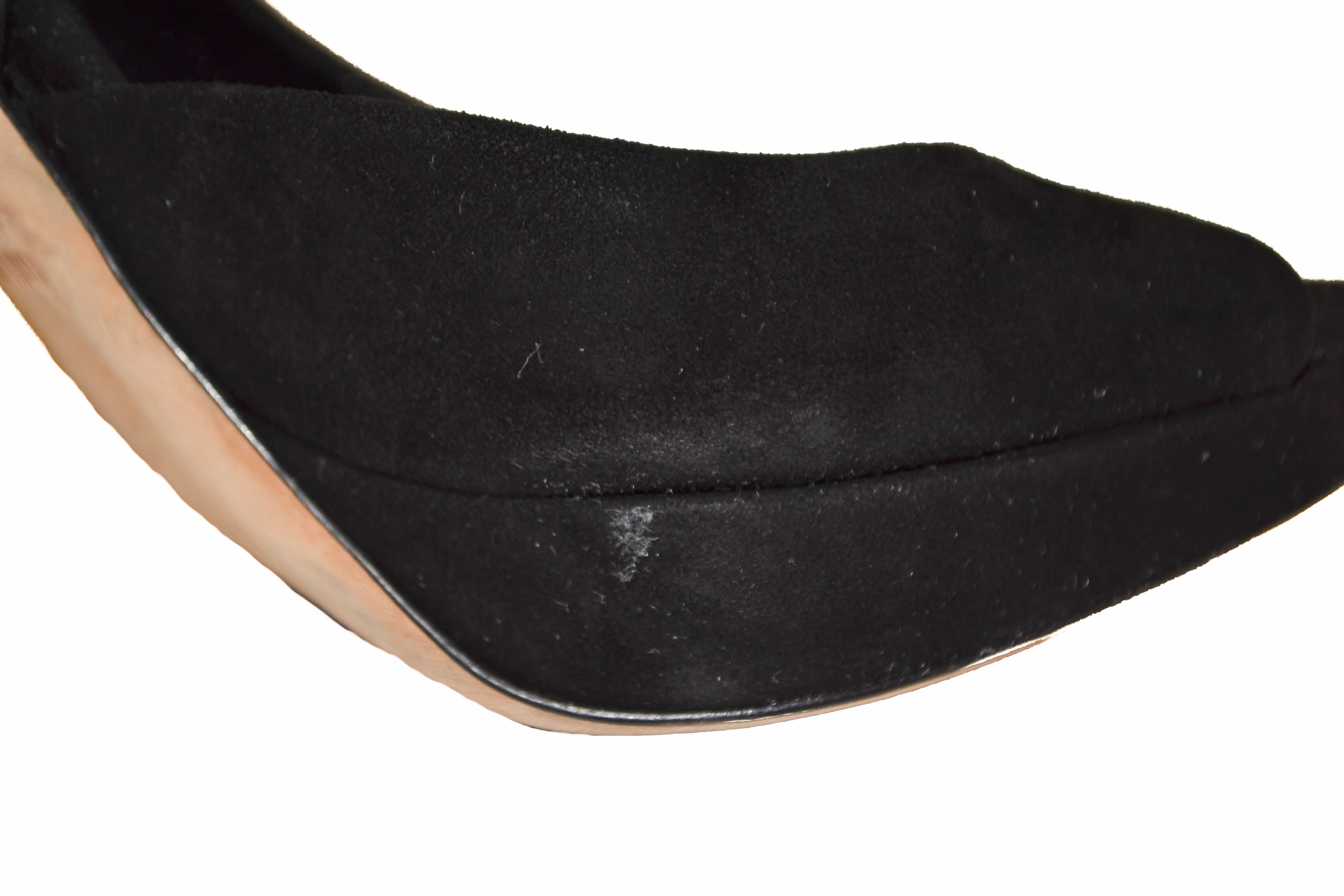 Authentic Miu Miu Black Suede Leather Pumps Shoes Size 37.5 - Elegant Women's Heels for Office, Party & Special Occasions