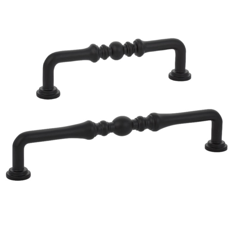 Matte Black Heritage Cabinet Drawer Pulls - Vintage Kitchen Drawer Handles & Knobs for Modern Farmhouse Style (Set of 10) - Perfect for Cabinets, Dressers, Furniture & Home Renovation Projects
