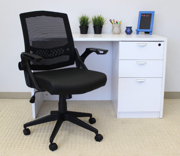 Boss B6223 Mesh Flip Arm Task Chair - Ergonomic Office Chair with Adjustable Height and Lumbar Support for Home & Office Workspaces