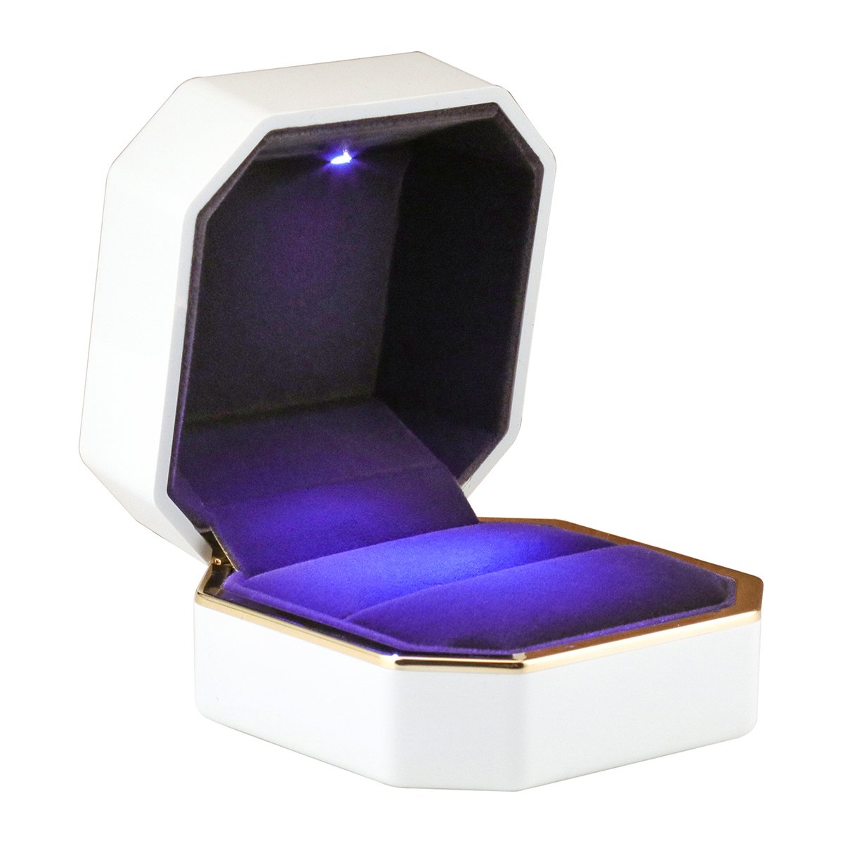 Luxury Velvet Wedding Ring Box with LED Light - Elegant Square Jewelry Gift Case for Proposal, Engagement & Wedding - Perfect for Romantic Surprises & Special Occasions